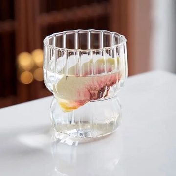 Zoha Glas Stripe Glas Getränkebecher - Cocktailbecher - Kaffebecher - 310 ml, Borosilikatglas, Hitzebeständig Trinkglas Cocktailgläser Eiskaffeegläser Tee Saft