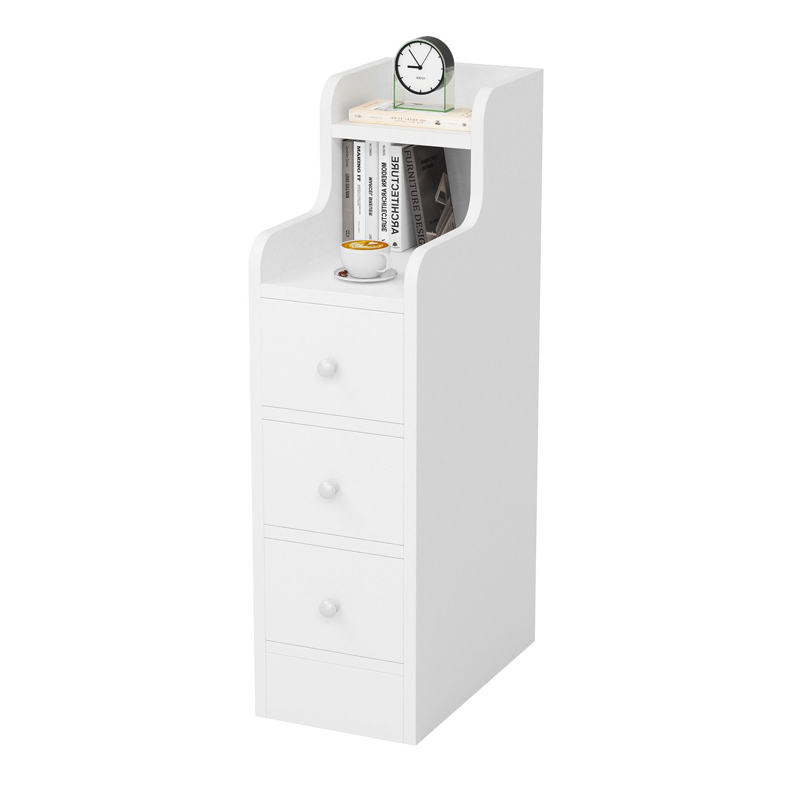 JEOBEST Nachttisch Nachtschrank Schmal, Beistelltisch mit 3 Schubladen, (2-St), Nachtkommode Nachtkonsole für Schlafzimmer Wohnzimmer – Bild 5 von 5