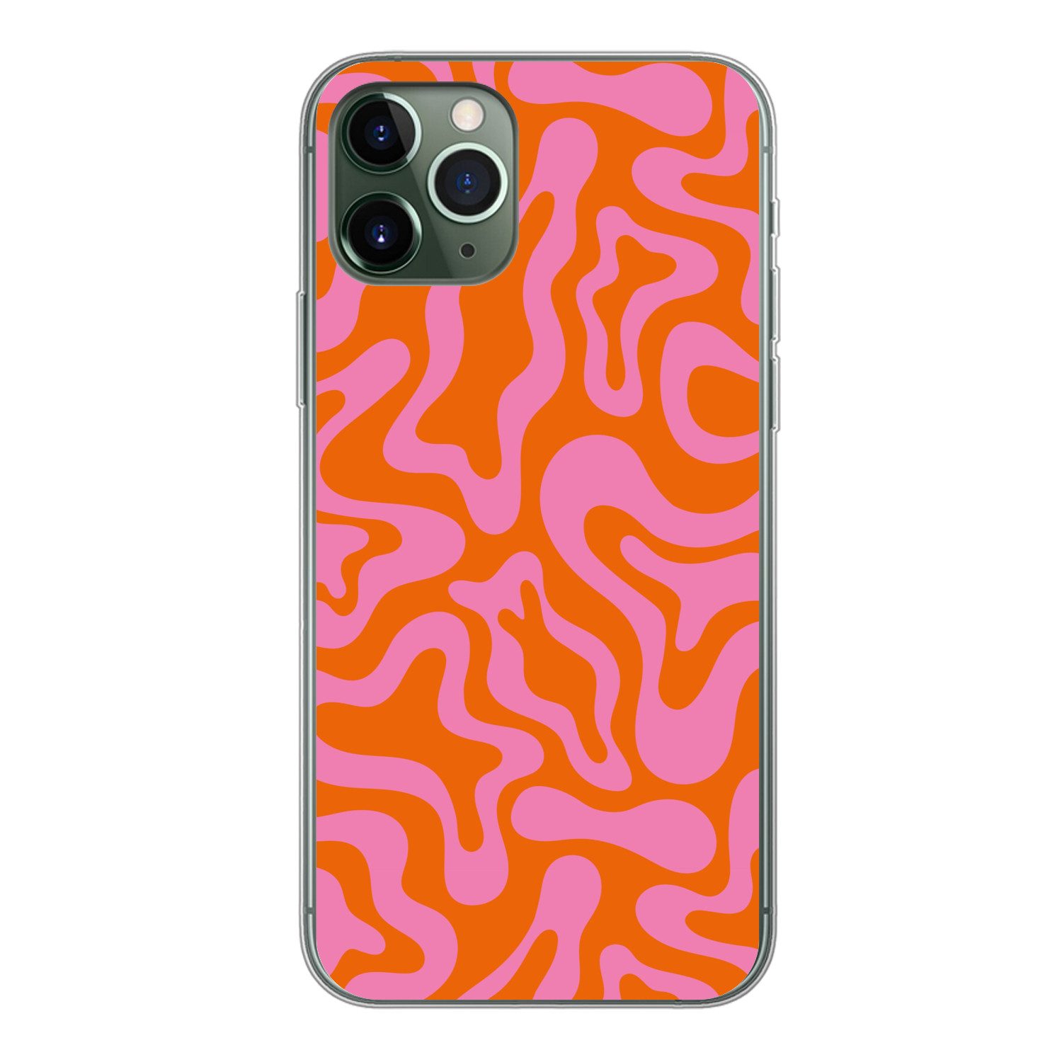 MuchoWow Handyhülle für Apple iPhone 11 Pro Muster - Rosa - Orange - Abstrakt - Modern, Smartphone-Bumper, Print, Handy Schutzhülle Dünn