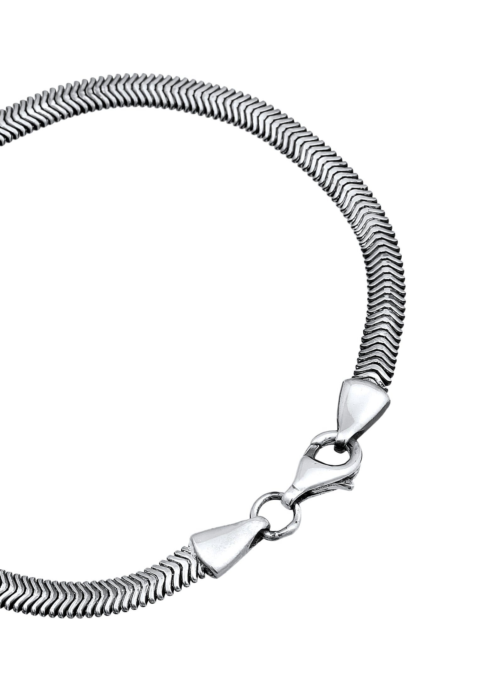 Elegant Silber Fischgräte Armband Schlangenkette 925 Kuzzoi Schwarz Flach