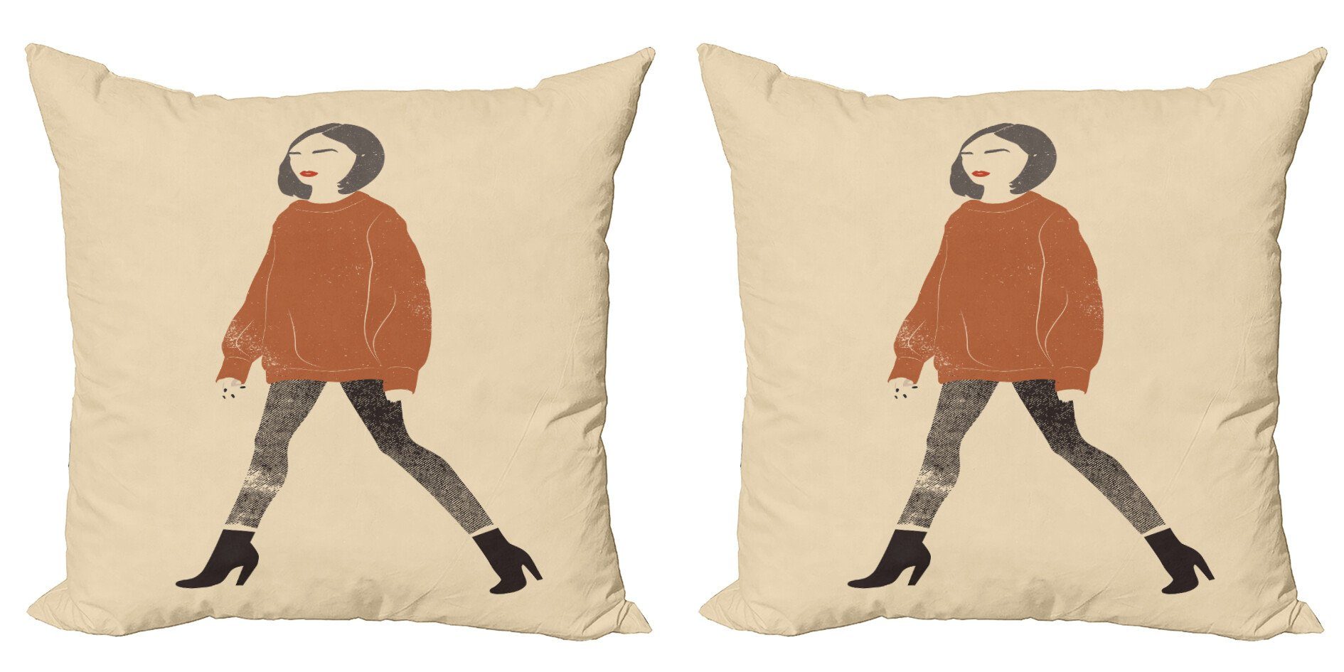 in Mädchen Digitaldruck, Accent Kleidung (2 modernen der Modern Abakuhaus Gekritzel Stück), Doppelseitiger Kissenbezüge