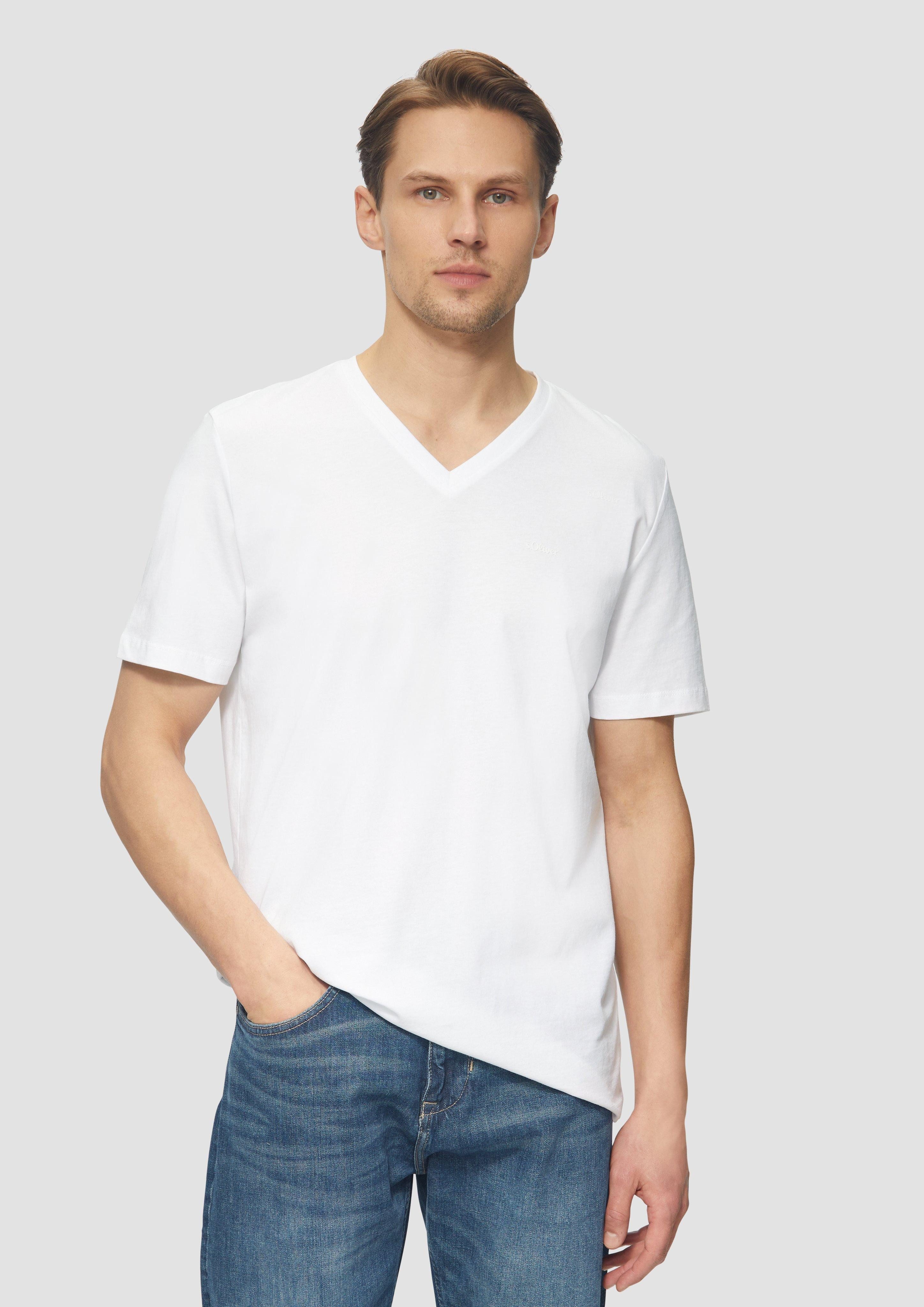 s.Oliver Kurzarmshirt Baumwoll-T-Shirt mit Logo-Print Label-Patch günstig online kaufen
