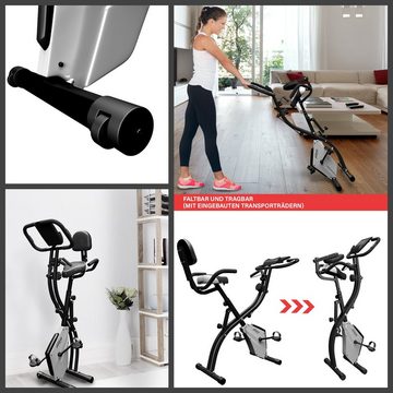 Physionics Heimtrainer Fahrrad Klappbar Fitnessbike 120kg Hometrainer Ergometer, Heimtrainer Fahrrad