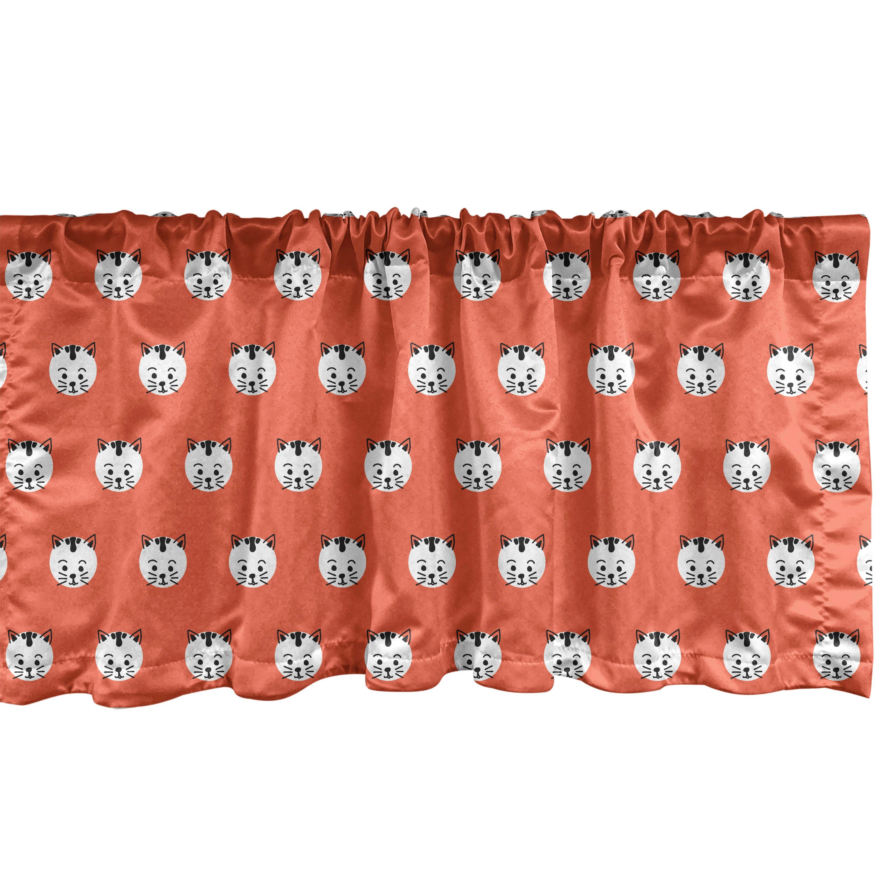 Scheibengardine Vorhang Volant für Küche Schlafzimmer Dekor mit Stangentasche, Abakuhaus, Microfaser, Katzen Kätzchen Kitty Cat Motive Kunst