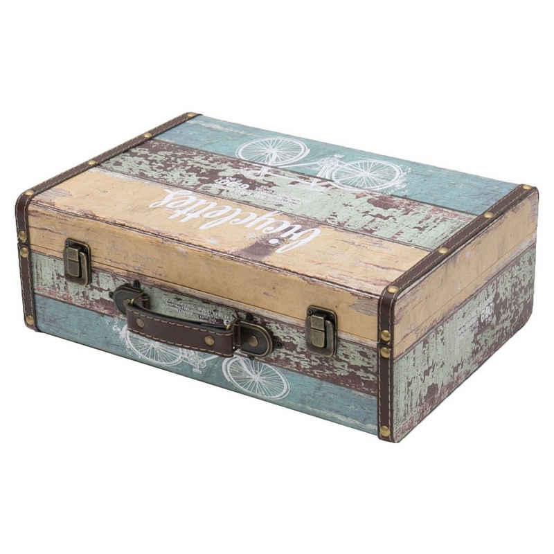 HMF Aufbewahrungsbox Vintage Koffer, Multifunktionskoffer (1 St), Handgefertigter Geschenkkoffer im Fahrrad Design, 38x26x13 cm