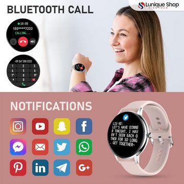 LUNIQUESHOP Smartwatch (1,32 Zoll, Android, iOS), mit Telefonfunktion Anrufen und Sprachassistenten Uhr SpO2, Blutdruck