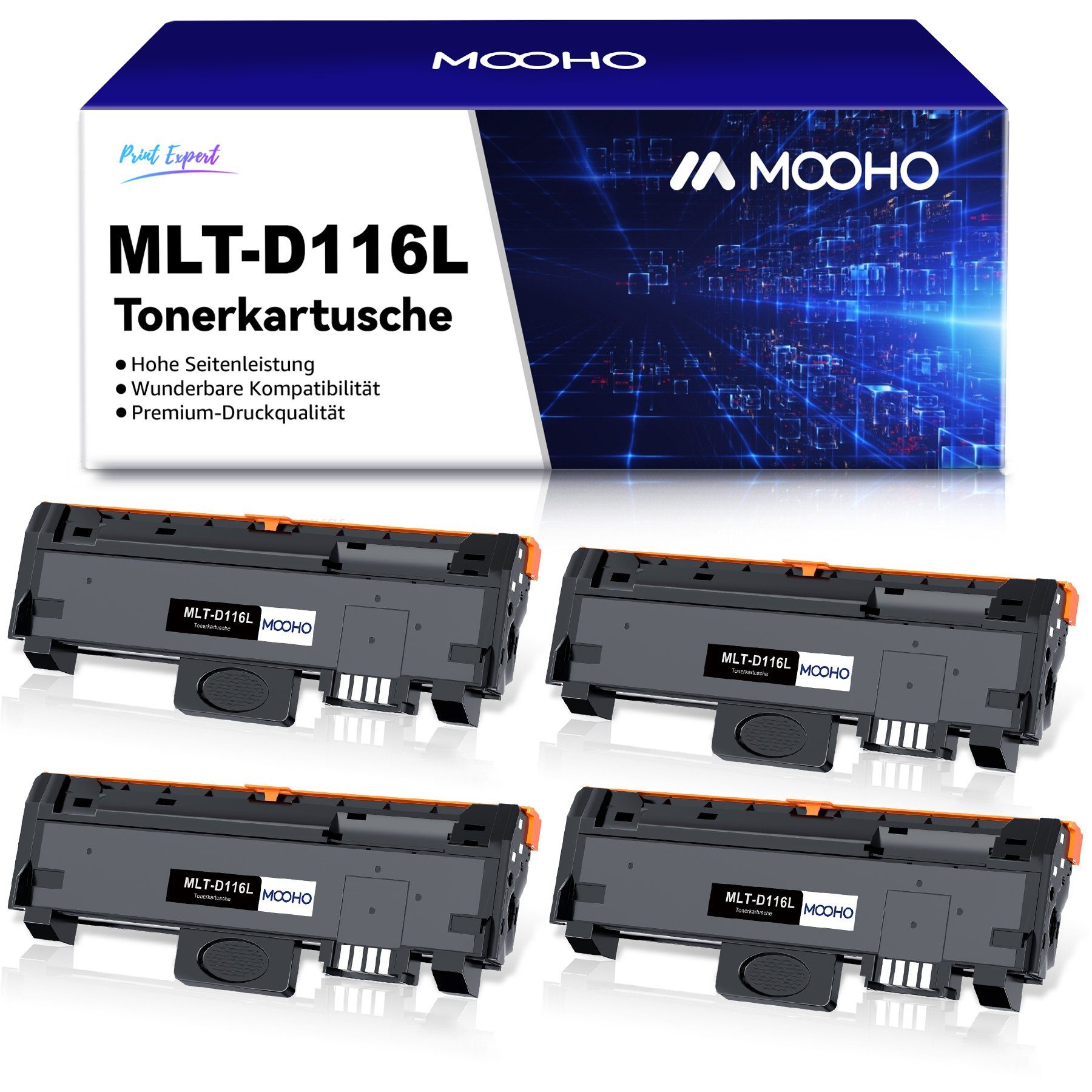 MOOHO Tonerkartusche MLT-D116L MLT-D116S toner für samsung xpress m2675fn, (4er-pack, 4-St)
