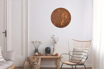 MuchoWow Gemälde Braun - Orange - Abstrakt - Vintage - Rost - Muster, (1 St), Kreis Wanddekoration Forex, Rundes Wandbild, Wohnzimmer, 30x30 cm