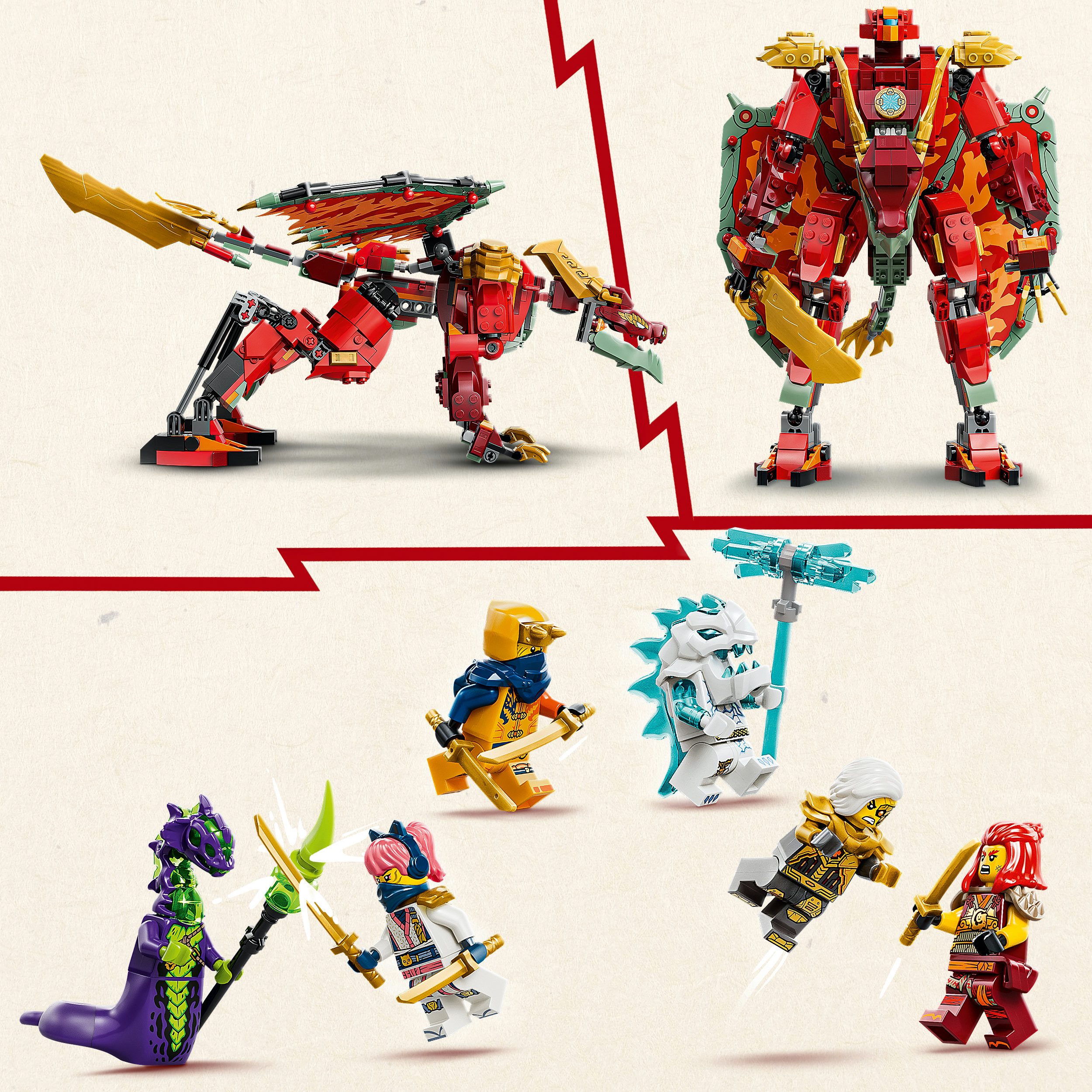 LEGO® Wyldfyres Drachenmech (71868), LEGO Ninjago Konstruktionsspielsteine, (821 St), Made in Europe – Bild 5 von 5