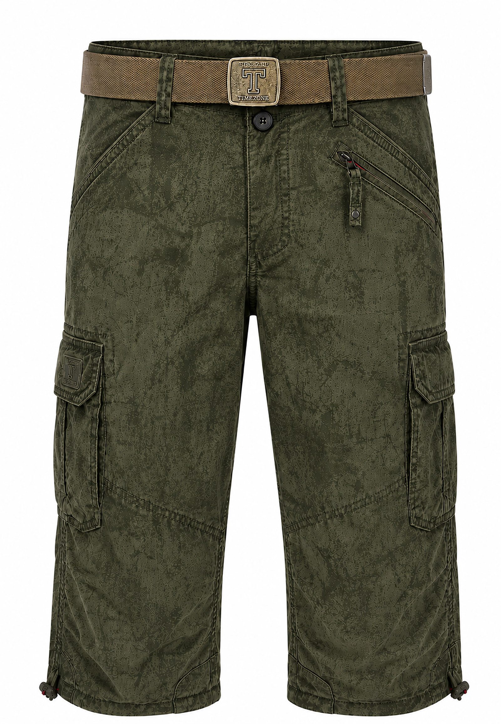 TIMEZONE Cargoshorts Kariert Wadenlang Cargotaschen Zip Fly Reißverschlusstasche (1-tlg) Loose MilesTZ Short