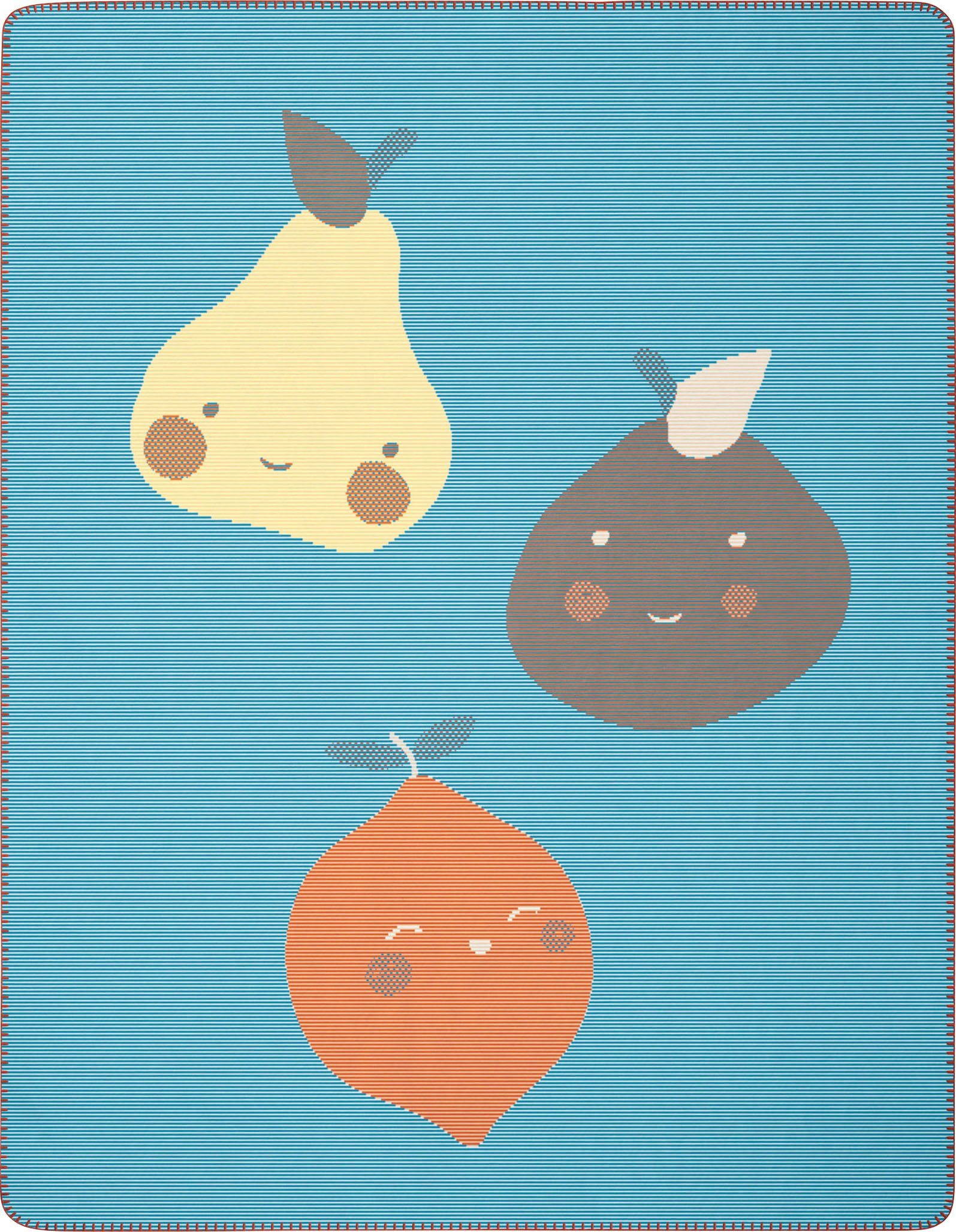 Babydecke Little Fruits, Biederlack, mit lustigen Früchten, Kuscheldecke