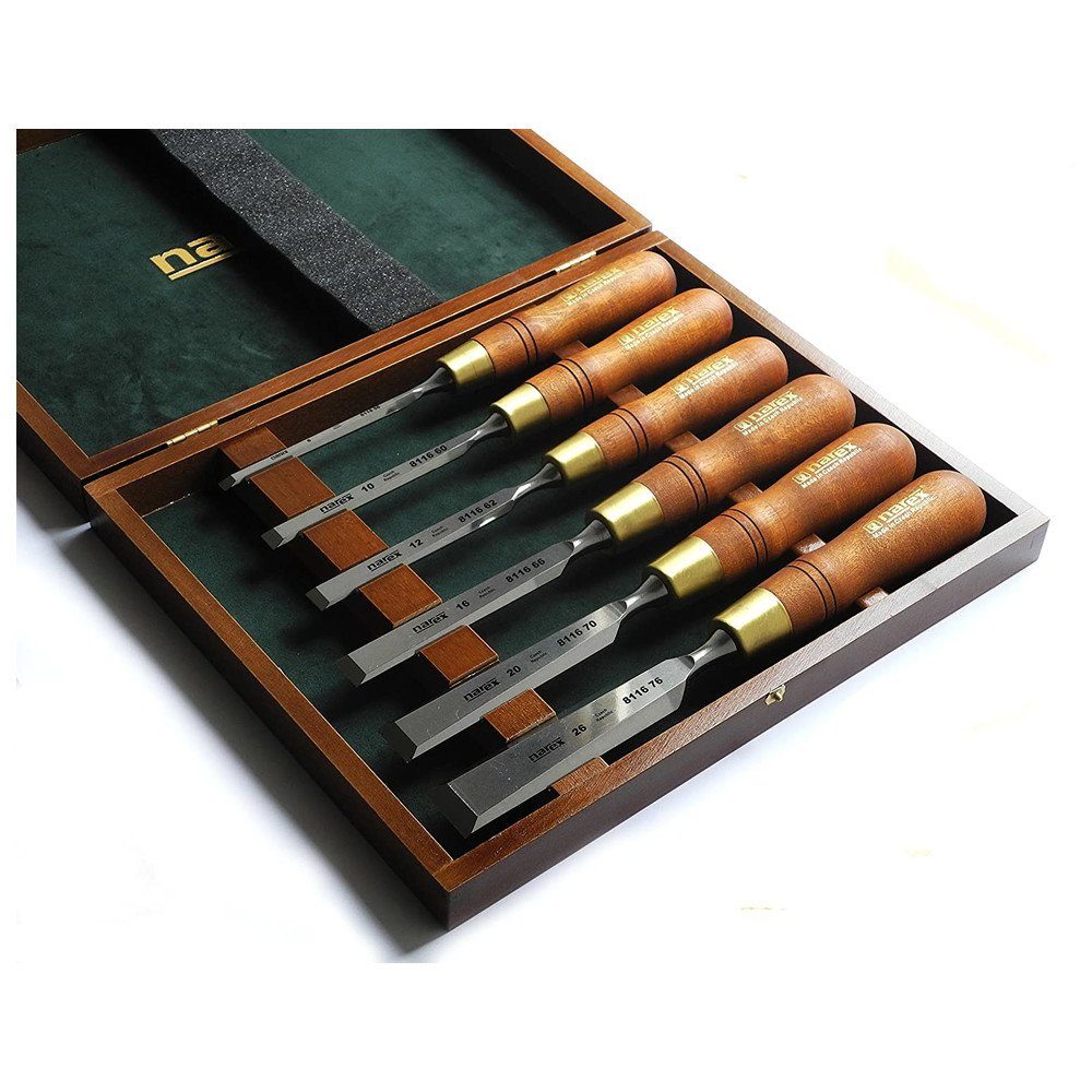 NAREX Stechbeitel Stechbeitel set Premium poliert, in Holzkiste, 6teilig