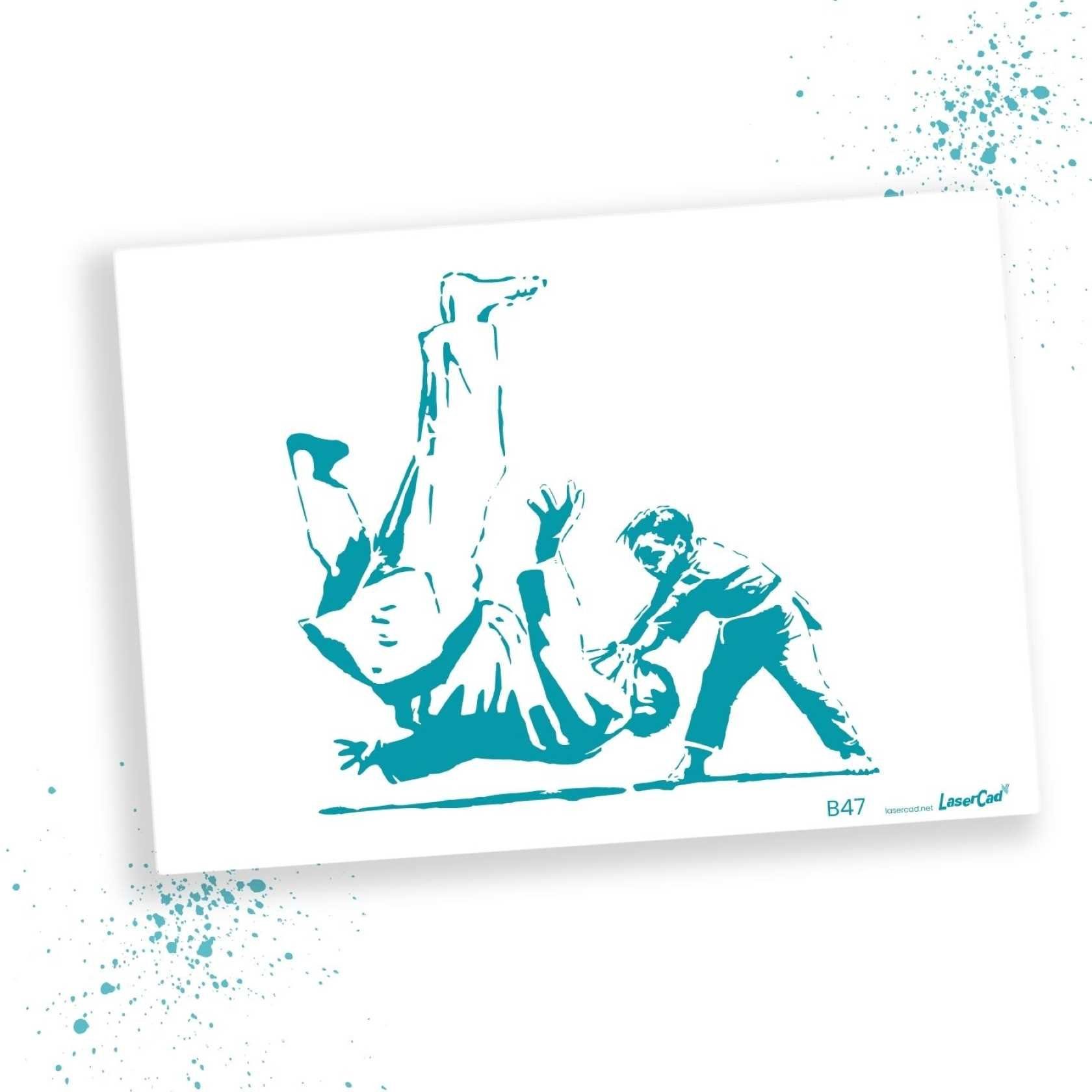 LaserCad Motivschablone BANKSY Streetart für Graffiti, Airbrush, Deko