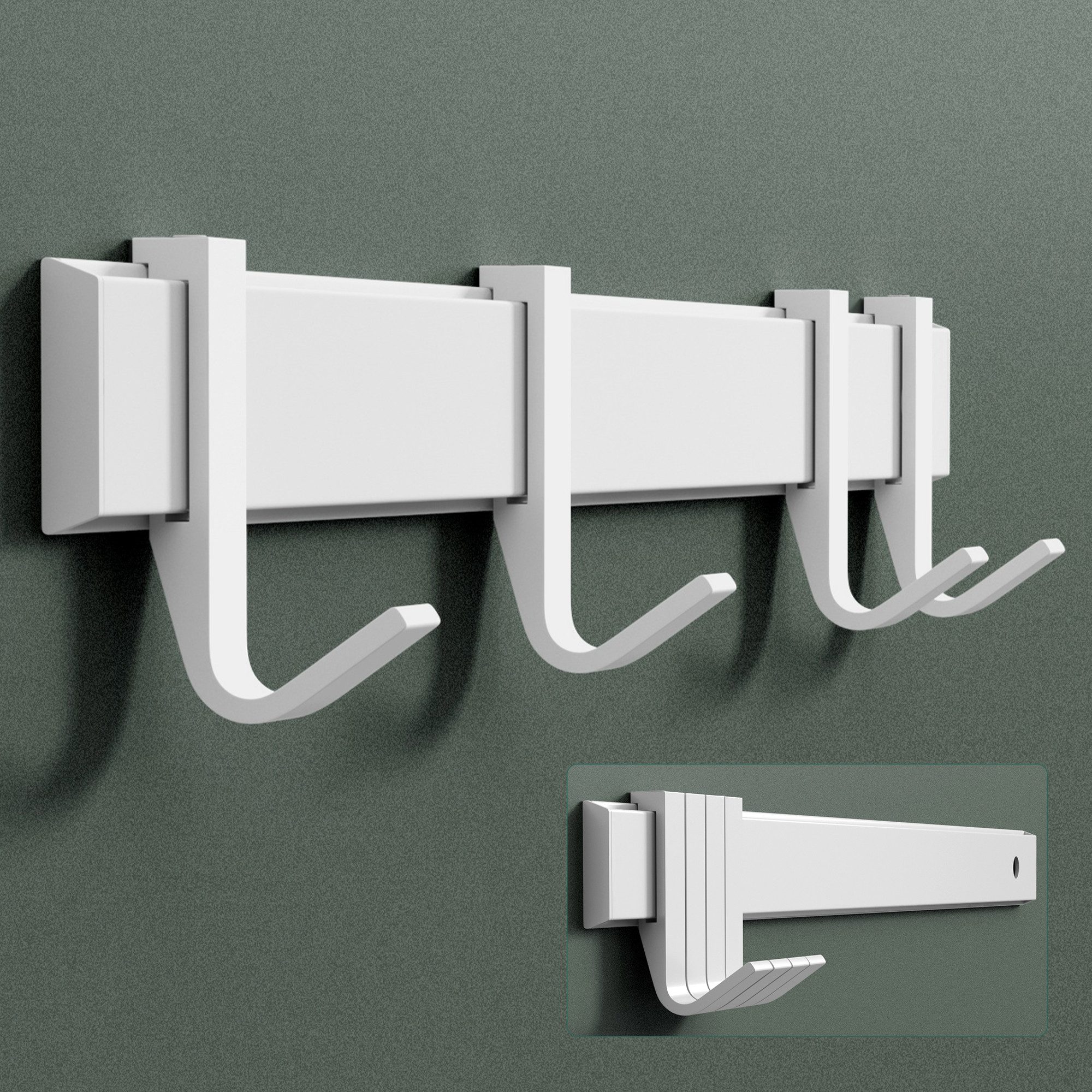 Mai & Mai Wandgarderobe Kleiderhaken Garderobenleiste aus Aluminium mit 4/6/8 Haken Stalo-12, Flexibel entlang der Schiene verschieben, individuell positionieren