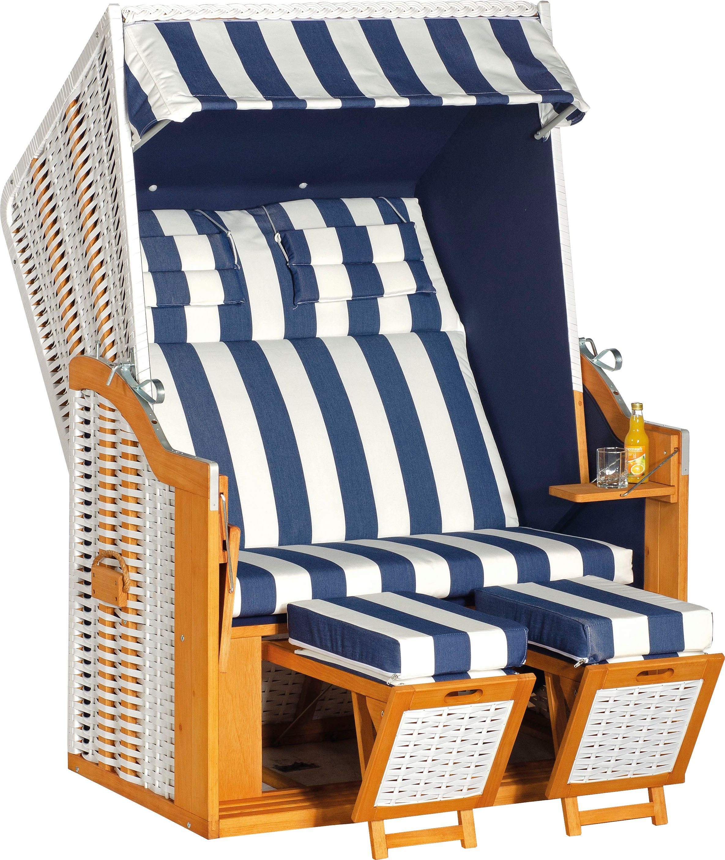 SunnySmart Strandkorb Rustikal 34 Z, Ostsee-Modell, Halblieger, 2-Sitzer, zum cm, 125x80x160 BxTxH: Selbstaufbau