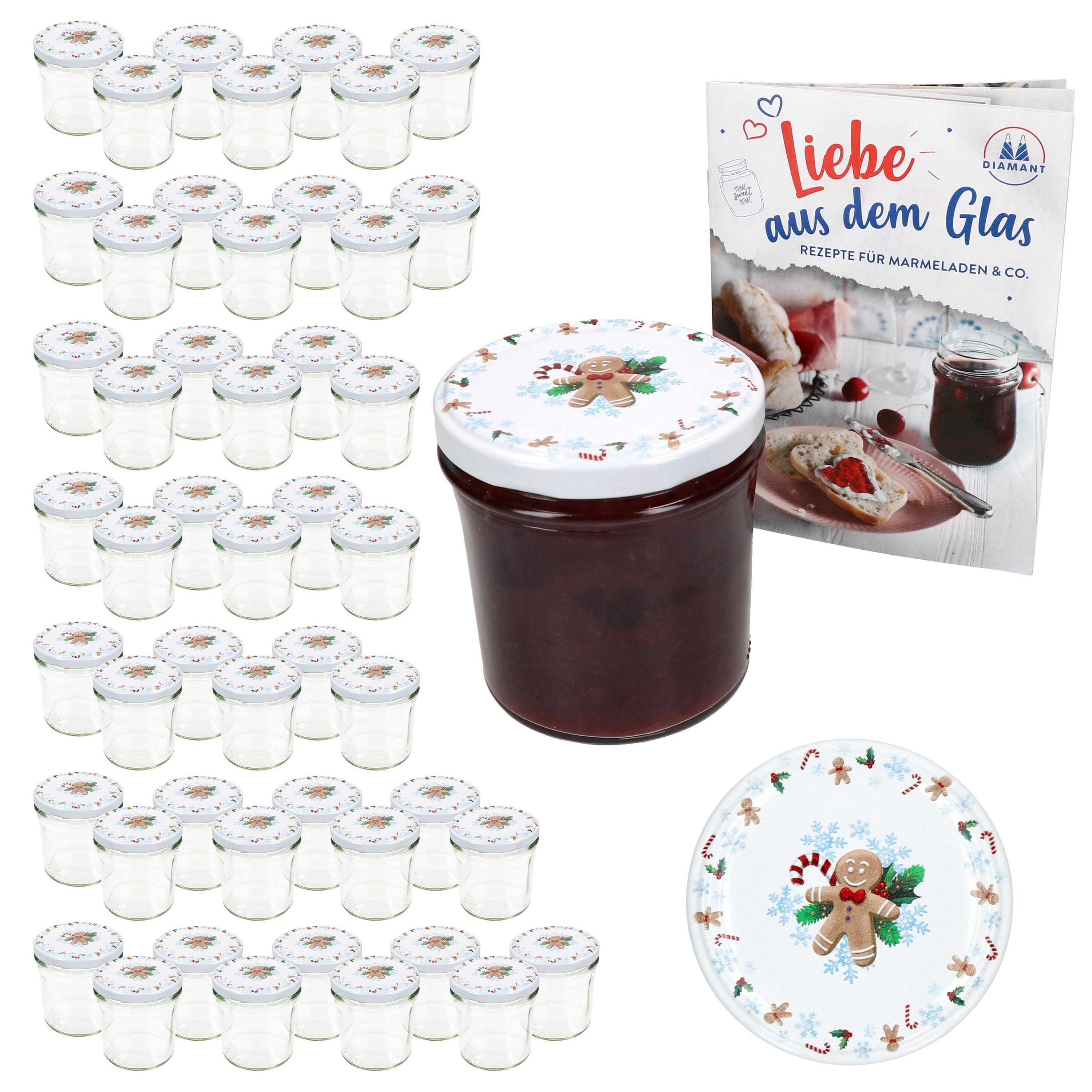 MamboCat Einmachglas 50er Set Sturzglas 350ml Einmachglas + TO-Deckel 82 Candyman eisblau, Glas