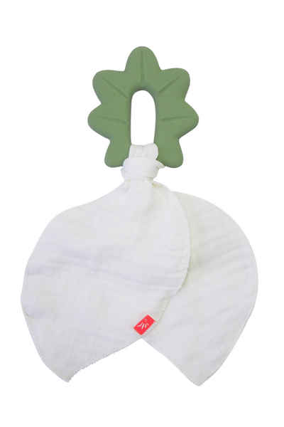 kikadu Beißring Kautschuk-Beißring Blatt mit Schmusetuch, (1-tlg), Bio-Baumwolle, ohne Schadstoffe