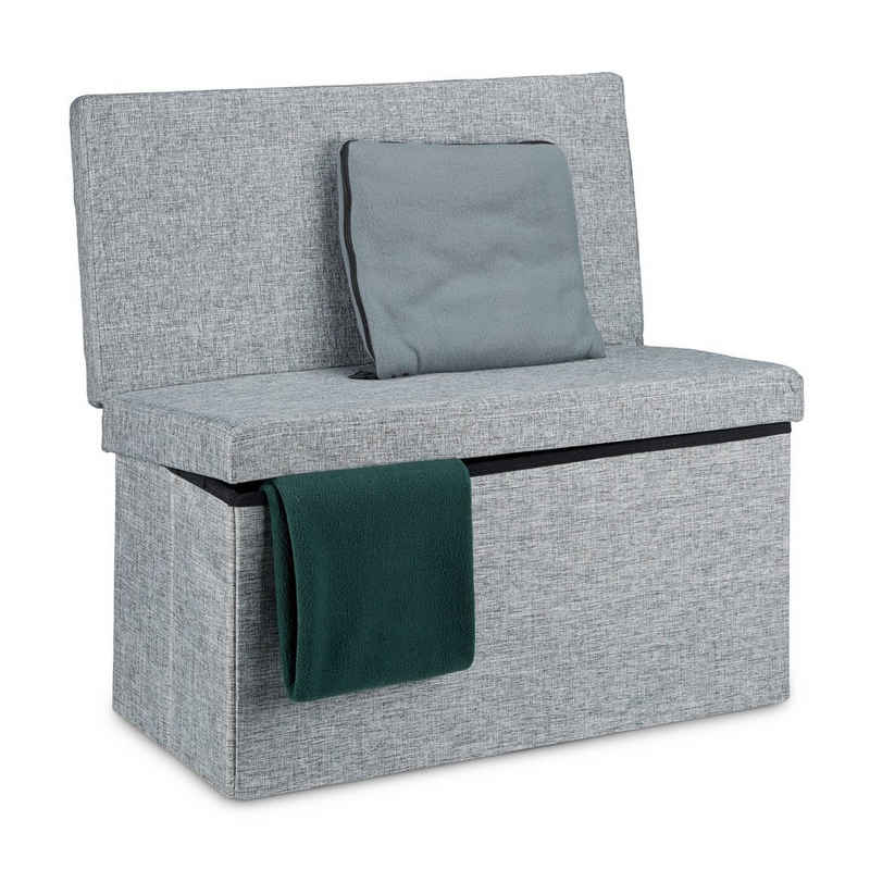 relaxdays Sitzhocker Faltbarer Sitzhocker mit Lehne L, Grau