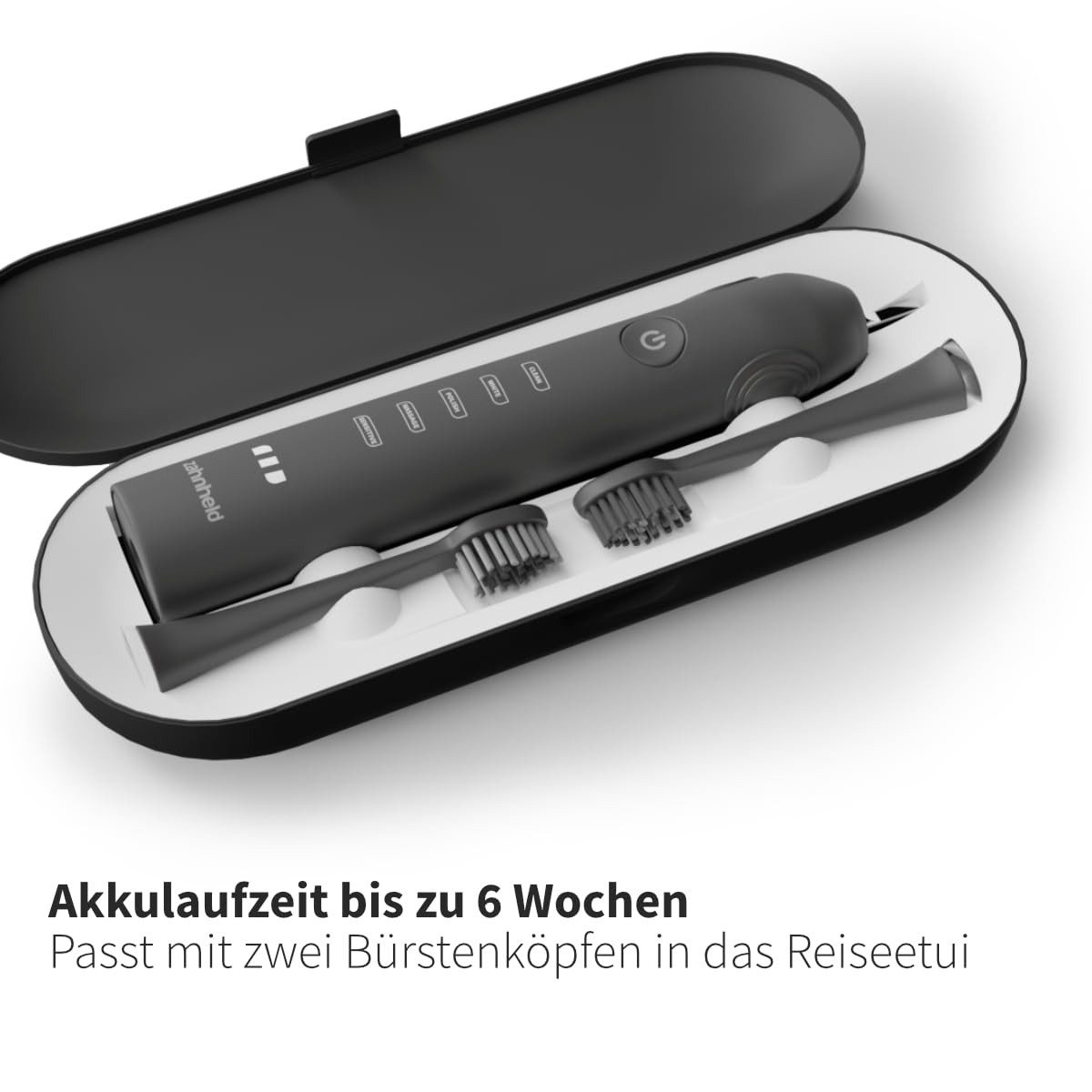 Zahnheld Elektrische Zahnbürste Schallzahnbürste Gero G2 mit Etui schwarz, 5 Putzmodi, Zahnpflege, Mundpflege, Reisezahnbürste, Zahnbürste mit Schall, USB Lades – Bild 4 von 5