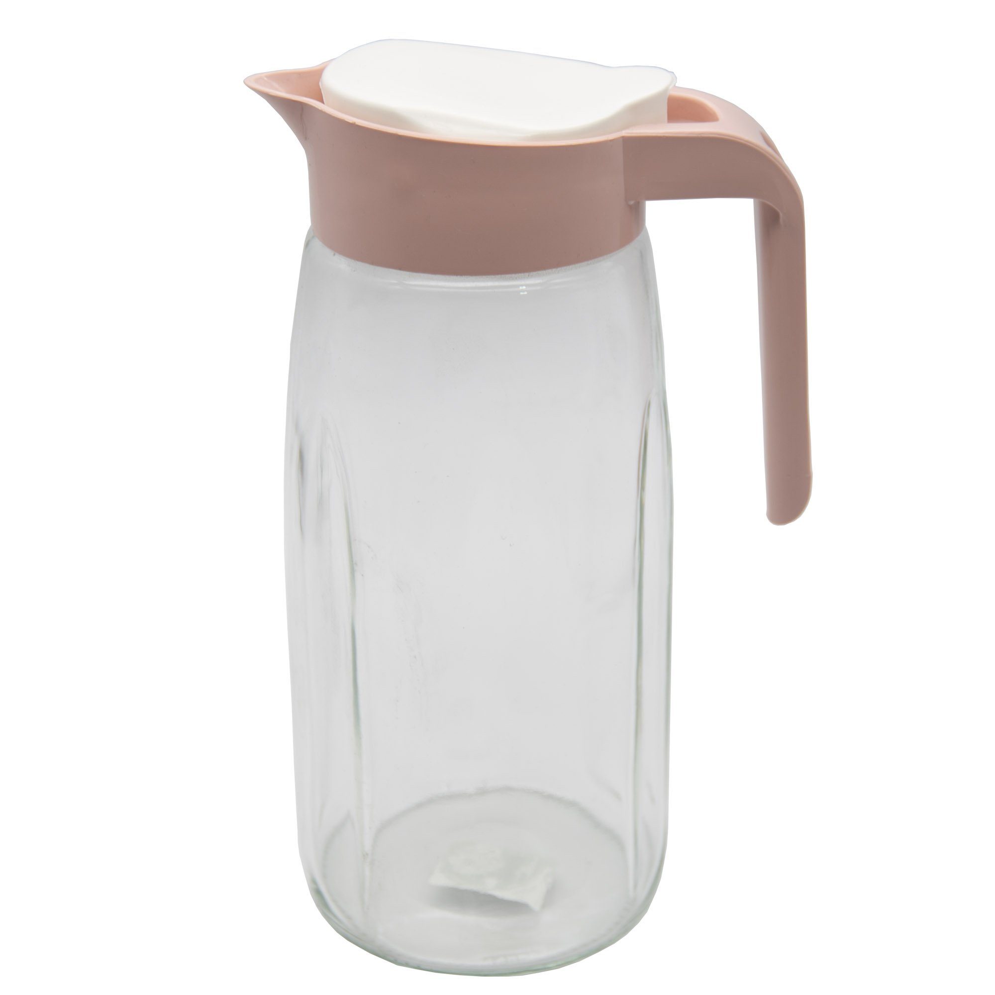 conkor Wasserkrug Glaskaraffe Glas Karaffe Krug 1,45L Wasserkaraffe, Deckel, Glaskrug, Kanne, Saftkrug Rosa