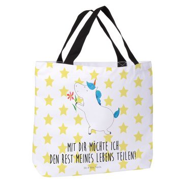 Mr. & Mrs. Panda Shopper Einhorn Blume - Weiß - Geschenk, heiraten, Tragebeutel, Alltagstasche (1-tlg), Trendiges Design