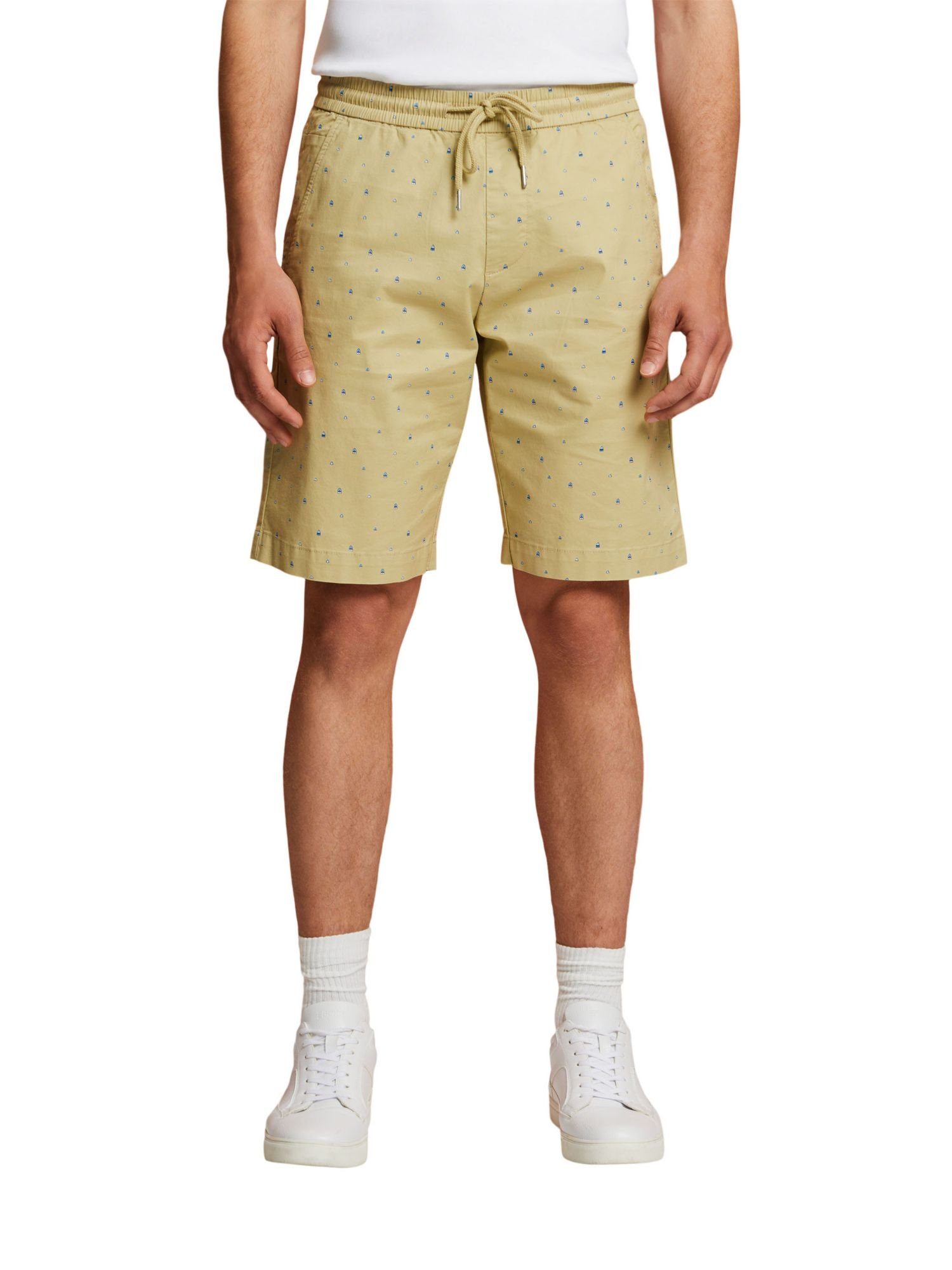 edc Esprit Shorts PASTEL Baumwollstretch by Gemusterte (1-tlg) Pull-on-Shorts, GREEN