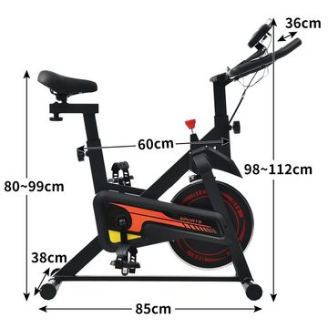 Ulife Heimtrainer Speedbike Fitnessfahrrad, höhenverstellbar, verstellbar mit Display und Pulsfrequenz, belastbar bis 120kg