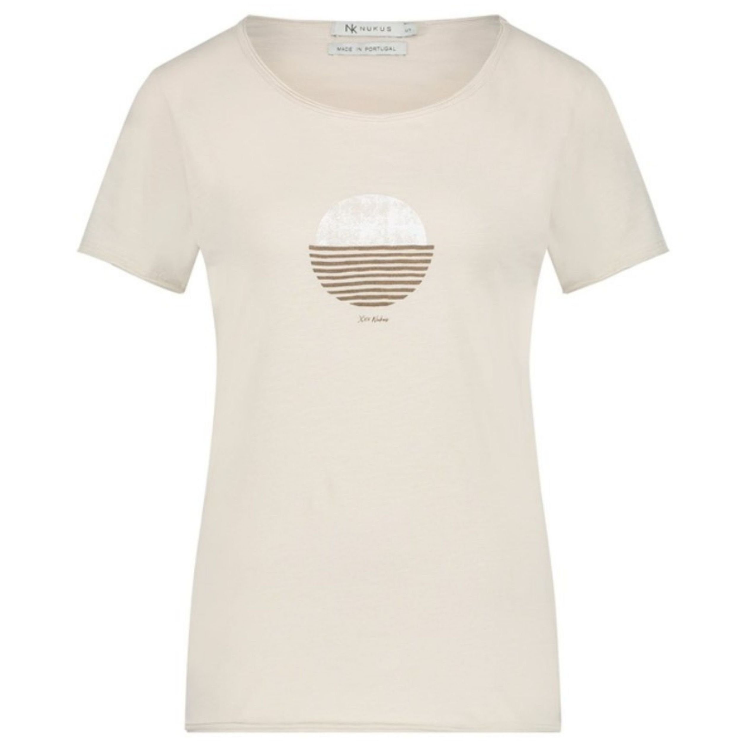 Nukus Rundhalsshirt Suun Sand T-Shirt aus Baumwolle mit Aufdruck