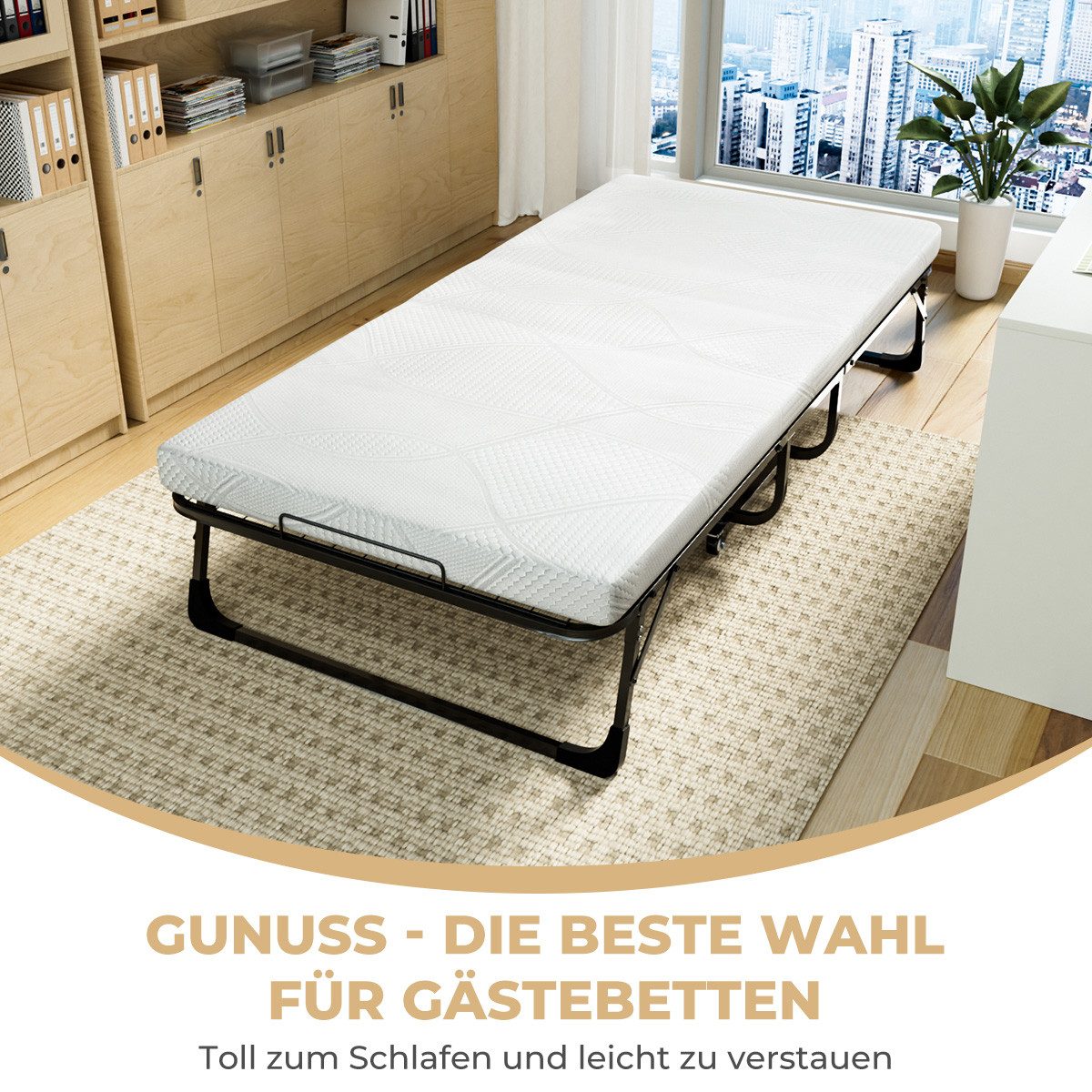 Gunuss Klappbett Erwachsene Gästebett mit10 cm Dicke Matratze Schrankbett 9 günstig online kaufen
