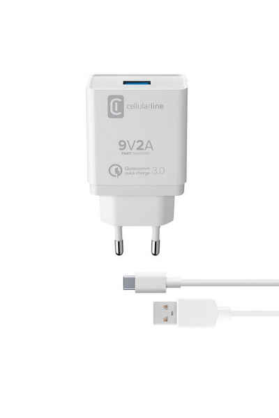 Cellularline Charger Kit 18W Quick Charge Type-C Smartphone-Ladegerät