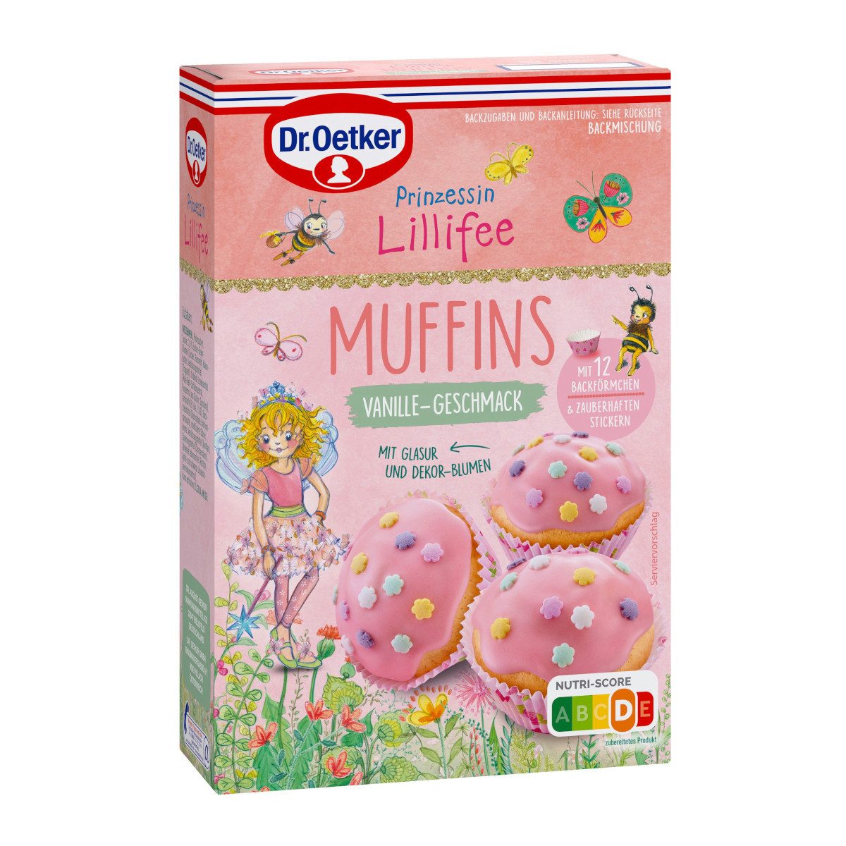 Dr. Oetker Küchenhelfer Backmischung, Dr. Oetker Prinzessin Lillifee Muffins mit rosa Glasur Packung 397g