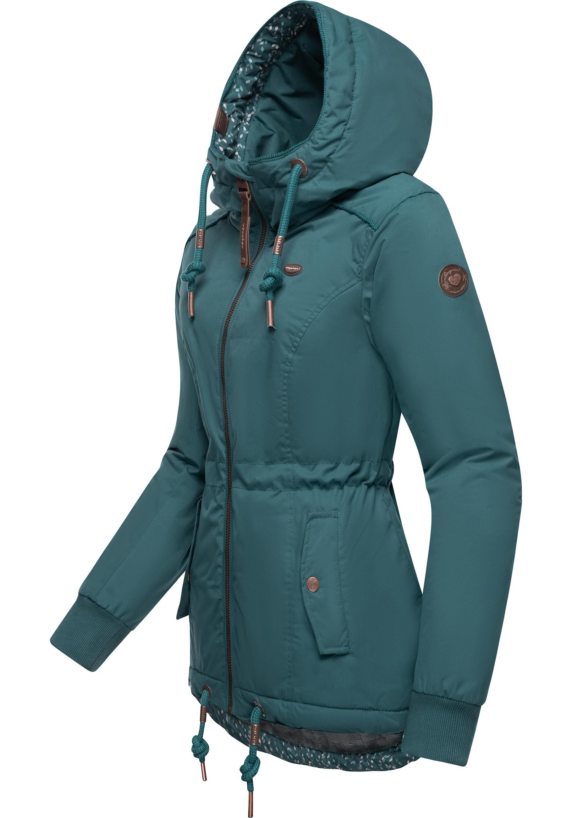 Winter Ragwear stylische Kapuze graugrün Outdoorjacke Winterjacke mit YM-Danka