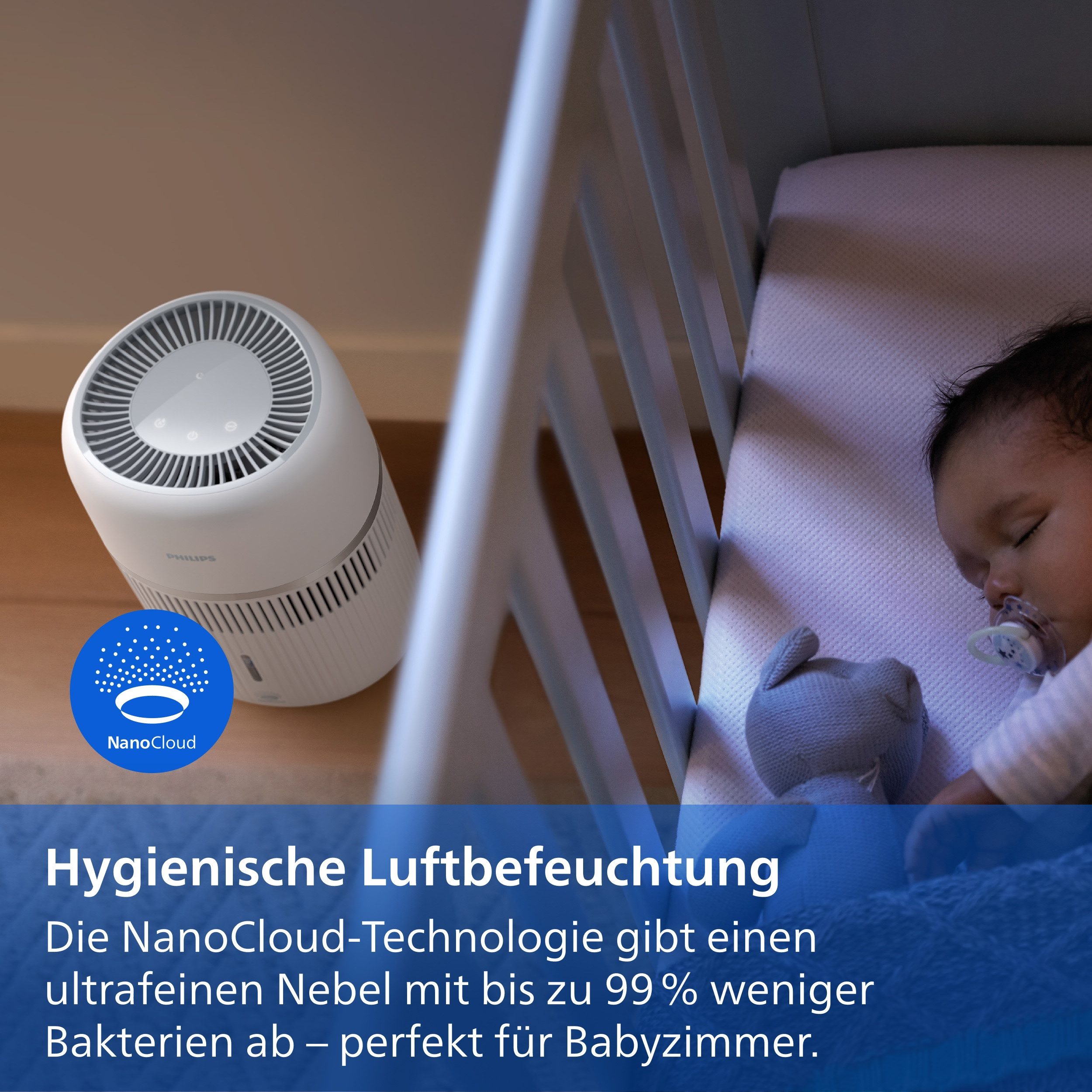 Philips Luftbefeuchter HU4210/04 4000 Series mit 300ml/h Befeuchtungsrate, 3,5 l Wassertank, für Räume bis 44 m², mit App-Verbindung – Bild 4 von 5