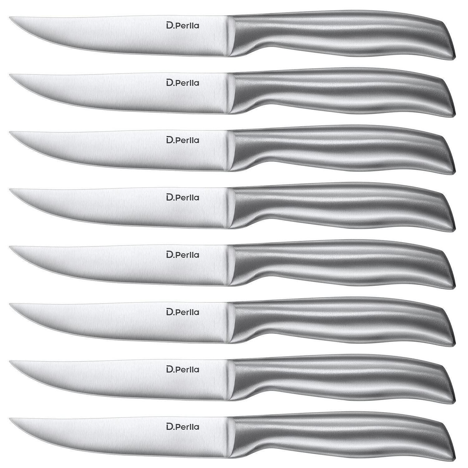 LuxusKollektion Steakmesser Steakmesser 8-teilig scharf gerade Klinge Edelstahl
