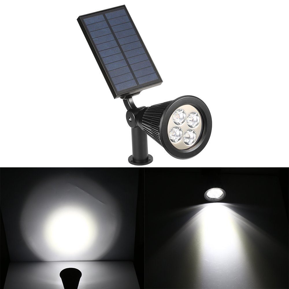 für 4LED Ein/Aus, Außen, fest Automatisch Garage Wasserdicht, LED Solarleuchte Solarstrahler, IP65 Solarlampe 2/4 Solar Solarleuchte Kaltweiß Stücke LED LED 4 integriert, Hof, LETGOSPT Gartenleuchte Stück