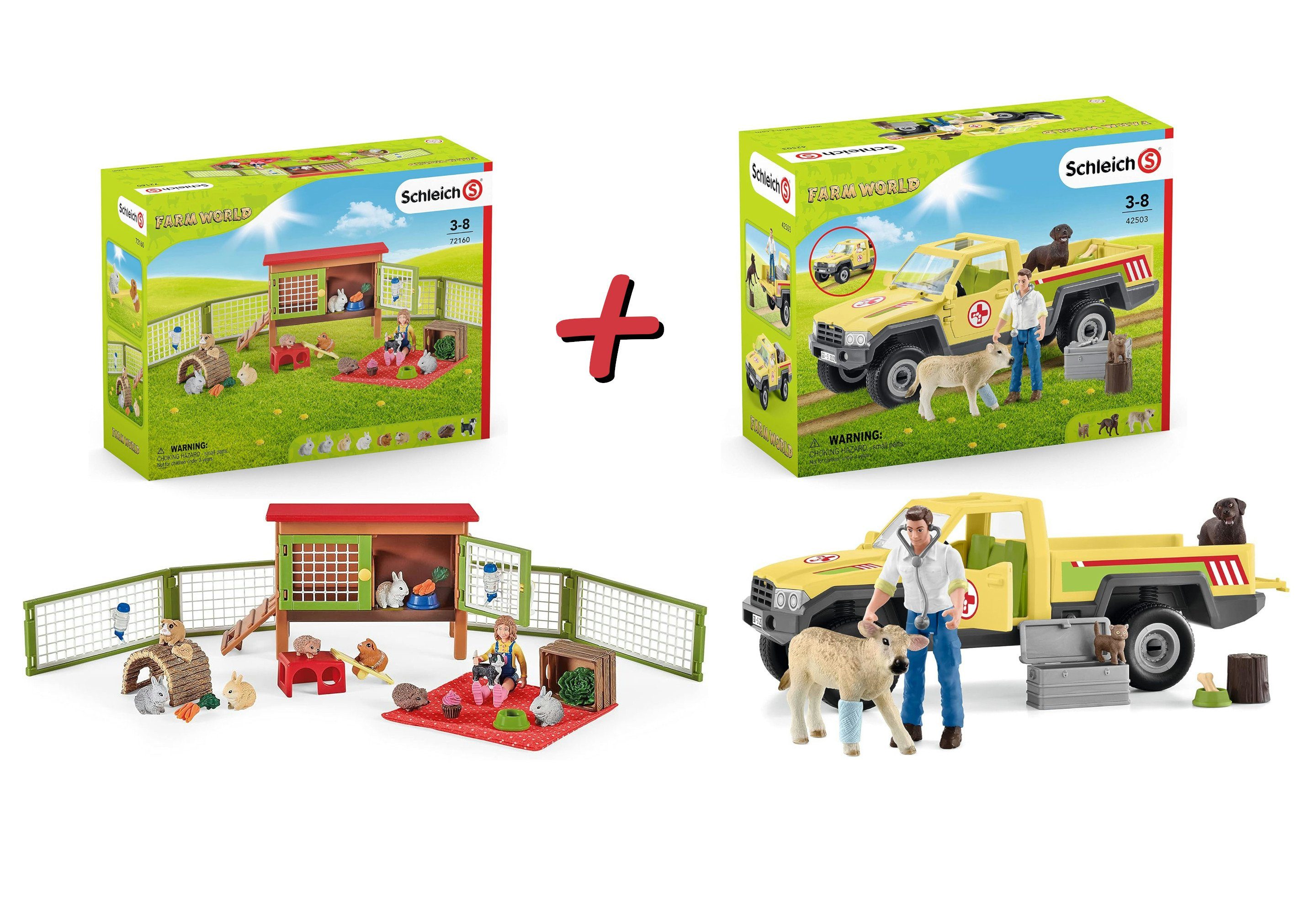 Schleich® Spielfigur Tierarztbesuch auf dem Bauernhof + Picknick mit kleinen Haustieren, Farm World Set