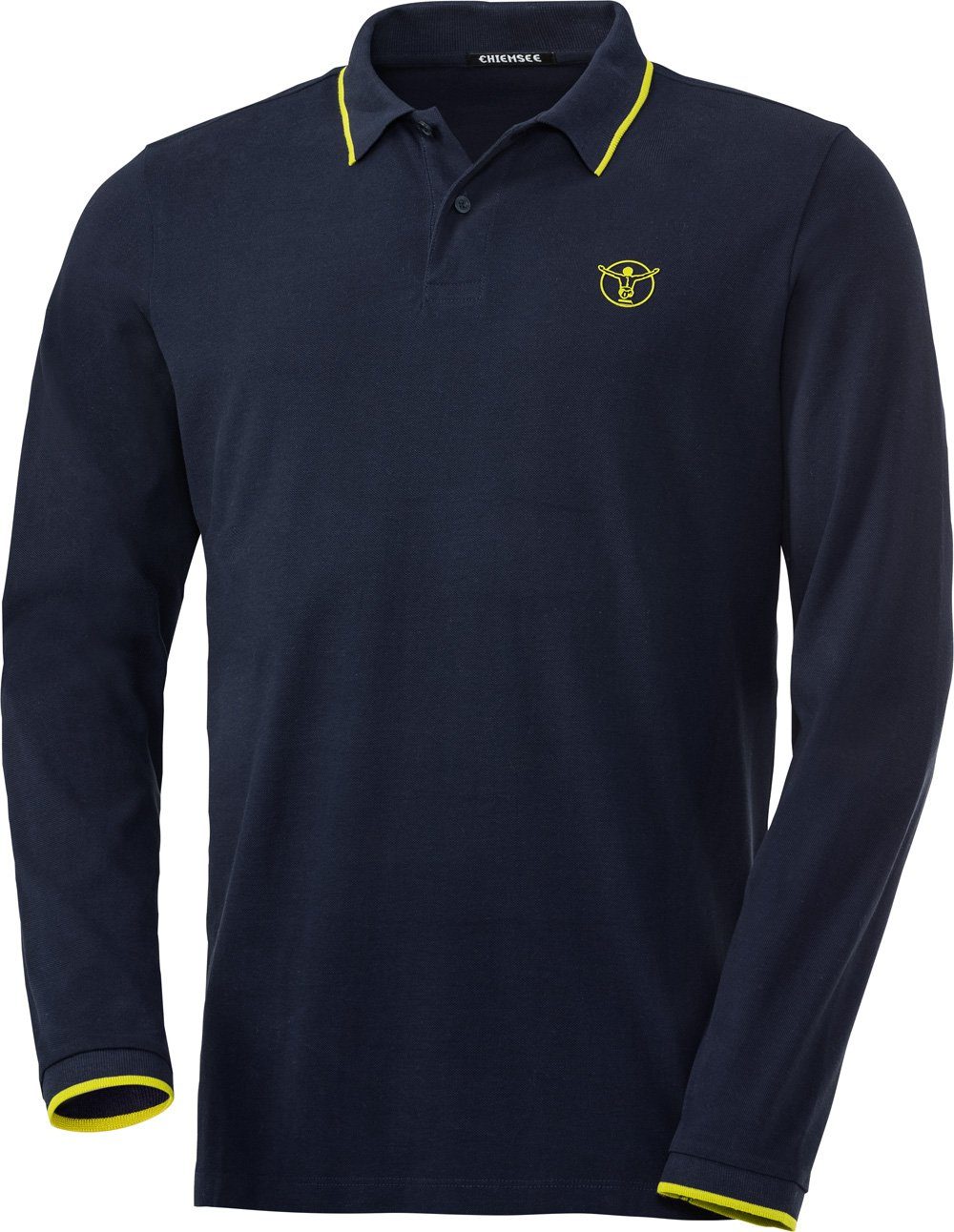 aus formstabilem Chiemsee marine Baumwoll-Piqué Langarm-Poloshirt