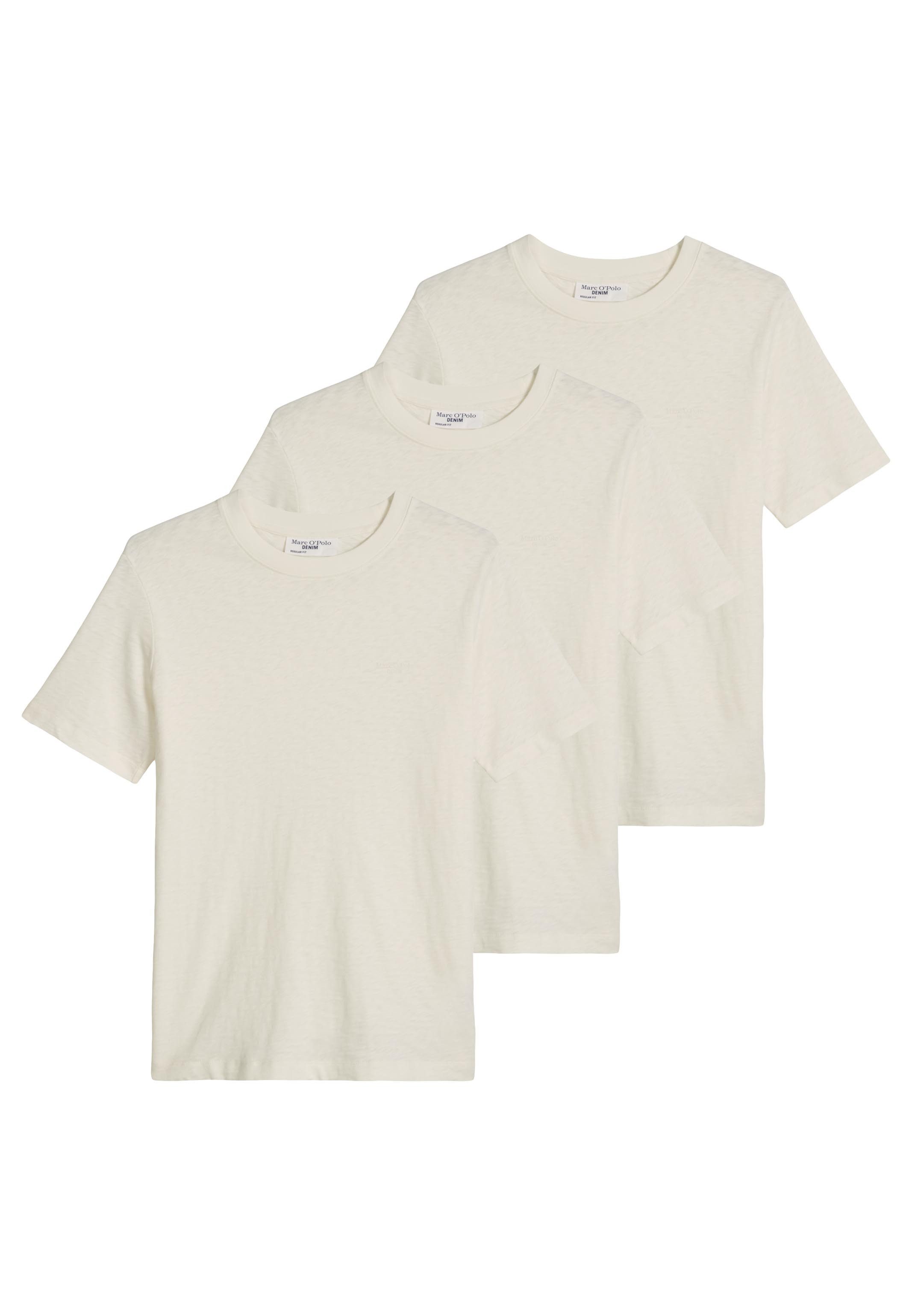 Marc O'Polo DENIM T-Shirt 3er Pack Basic (Spar-Set, 3-tlg) T-Shirt - Baumwolle - Atmungsaktiv - Weiche Baumwolle