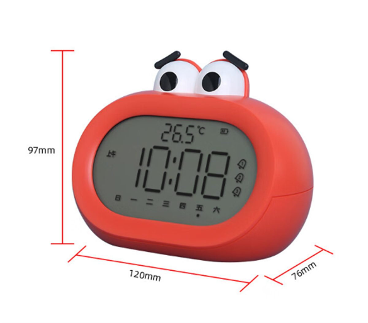 Temperaturanzeige LED-Nachtlicht-Wecker Kinder-Cartoon-Wecker, Rot carefully Wecker mit selected