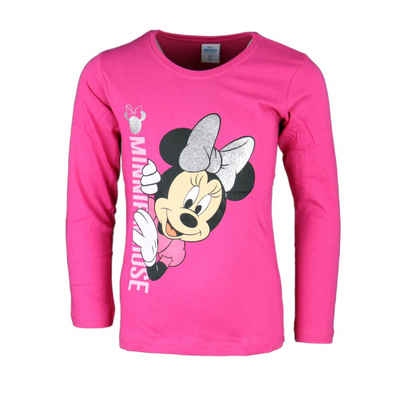 Disney Minnie Mouse Langarmshirt Minnie Maus Kinder Mädchen Shirt Gr. 104-134, 100% Baumwolle