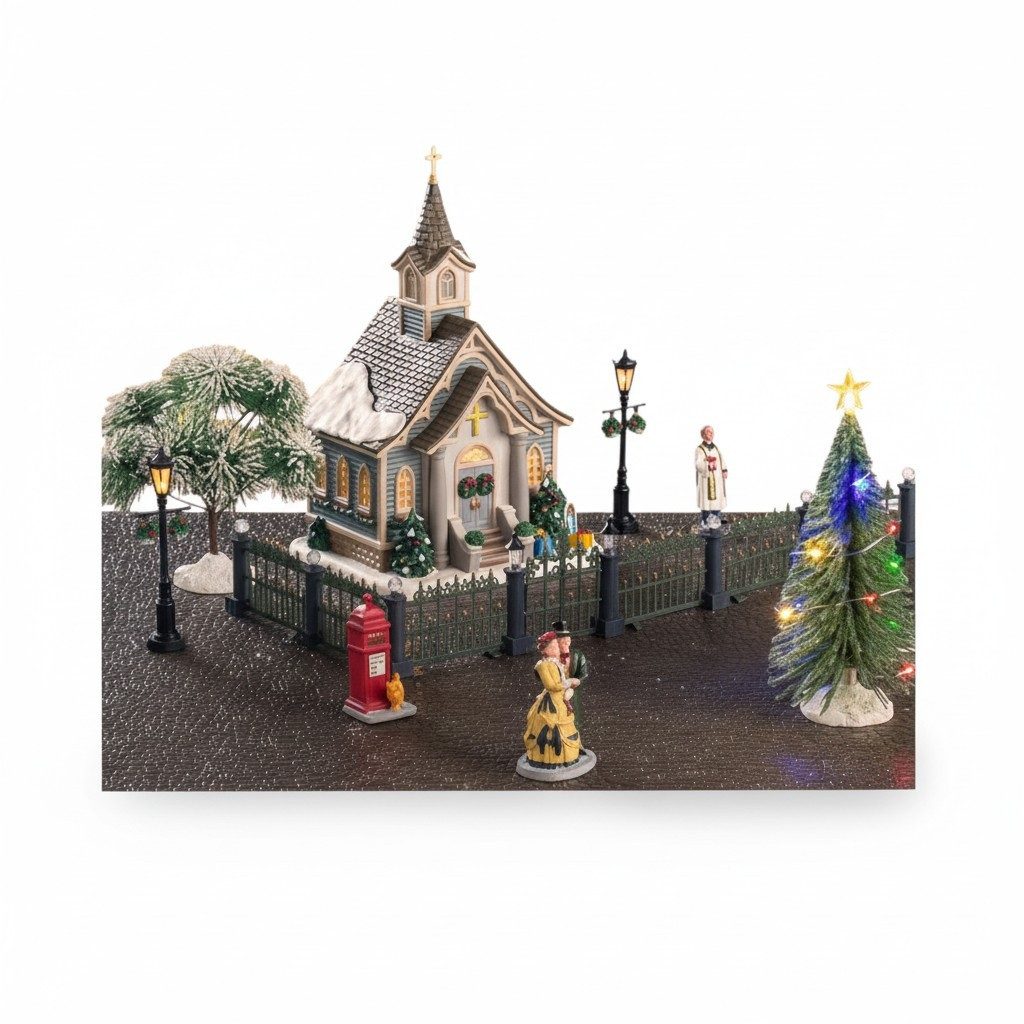 LeMax Winterlandschaft LEMAX Small Town Church Set + 4,5 Volt Adapter - 56670-EU