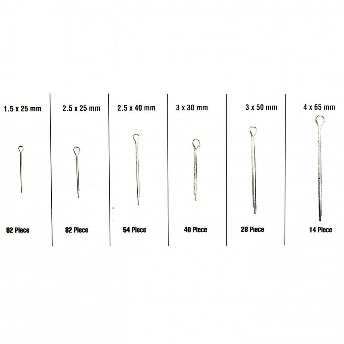Benson Tools Standardsplint Splinte 300-tlg. Sortiment 25 - 65 mm Splint Sicherungsstifte, 230 mm, (300-tlg), in übersichtlicher Box