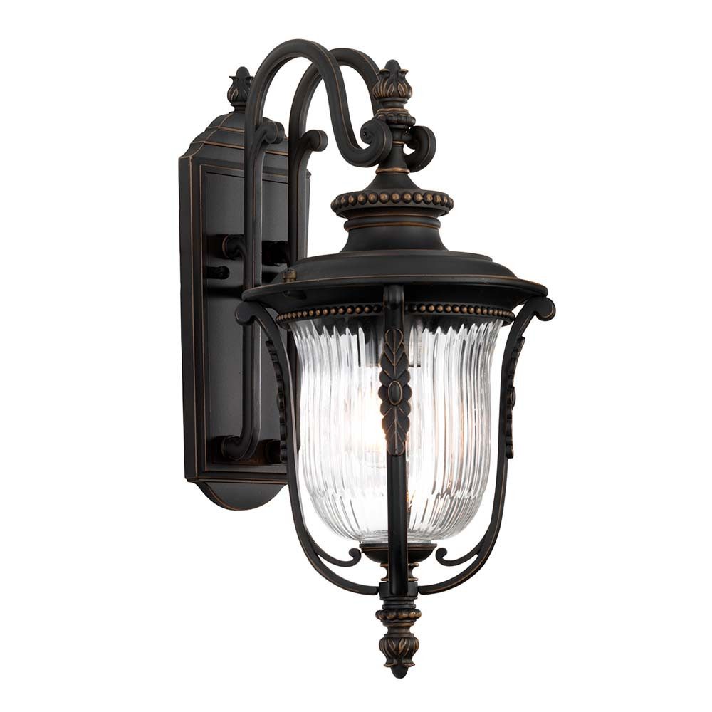 Elstead LIGHTING Außen-Wandleuchte, Leuchtmittel nicht inklusive, Außenleuchte Wandlampe Laterne Bronze gerieben Stahl Glas H 45,7 cm