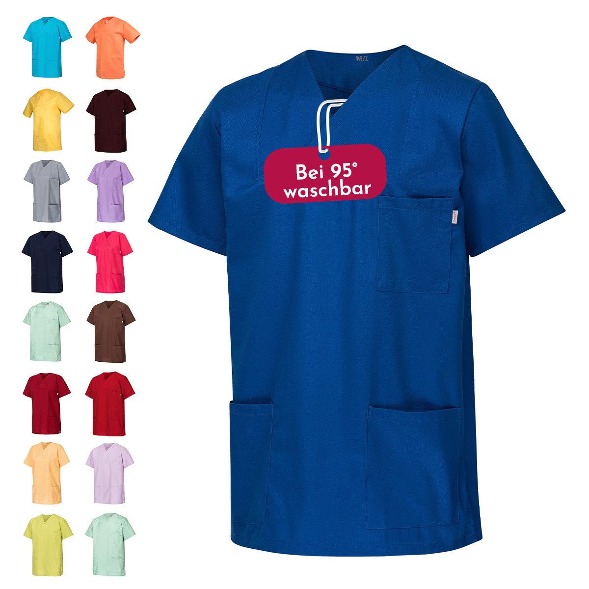 Clinotest Funktionsbluse Kasack Damen & Herren - 95 Grad waschbare, kochfest ohne einzulaufen (1-tlg) Schlupfkasack aus Baumwolle & Polyester - Berufsbekleidung für Pflege