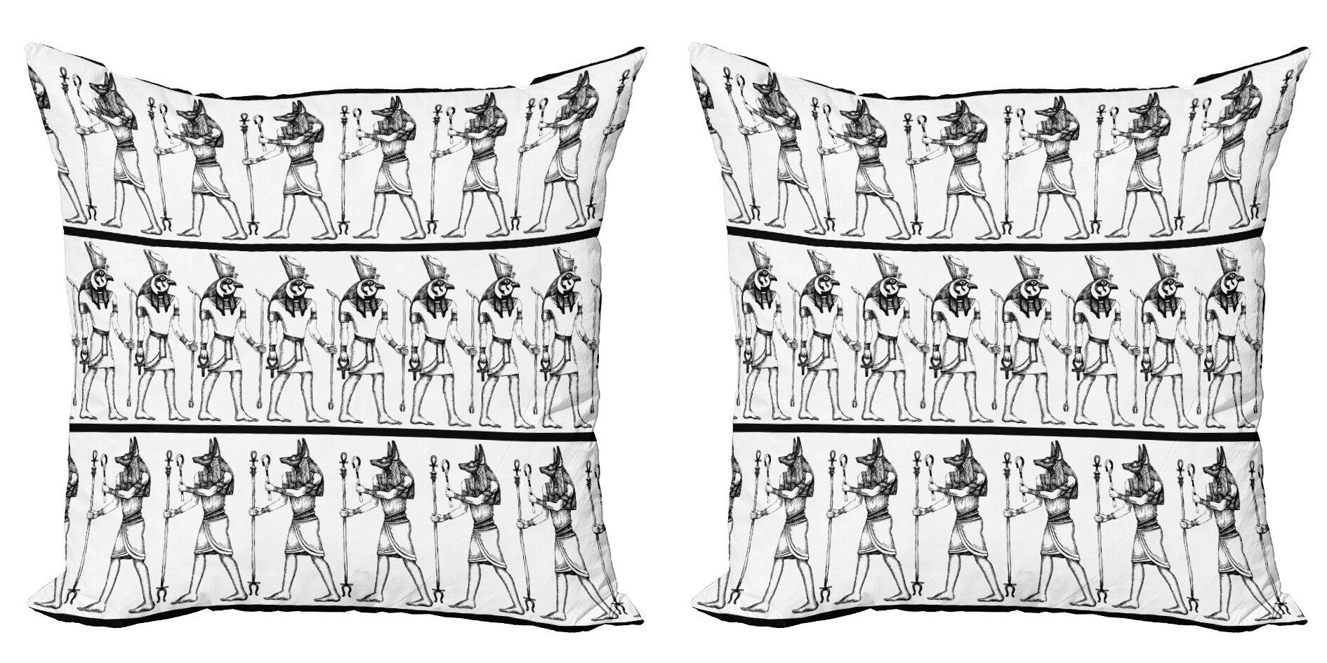 ägyptisch Anubis Kissenbezüge Abakuhaus Hieroglyphics (2 Stück), Doppelseitiger Accent Digitaldruck, Modern