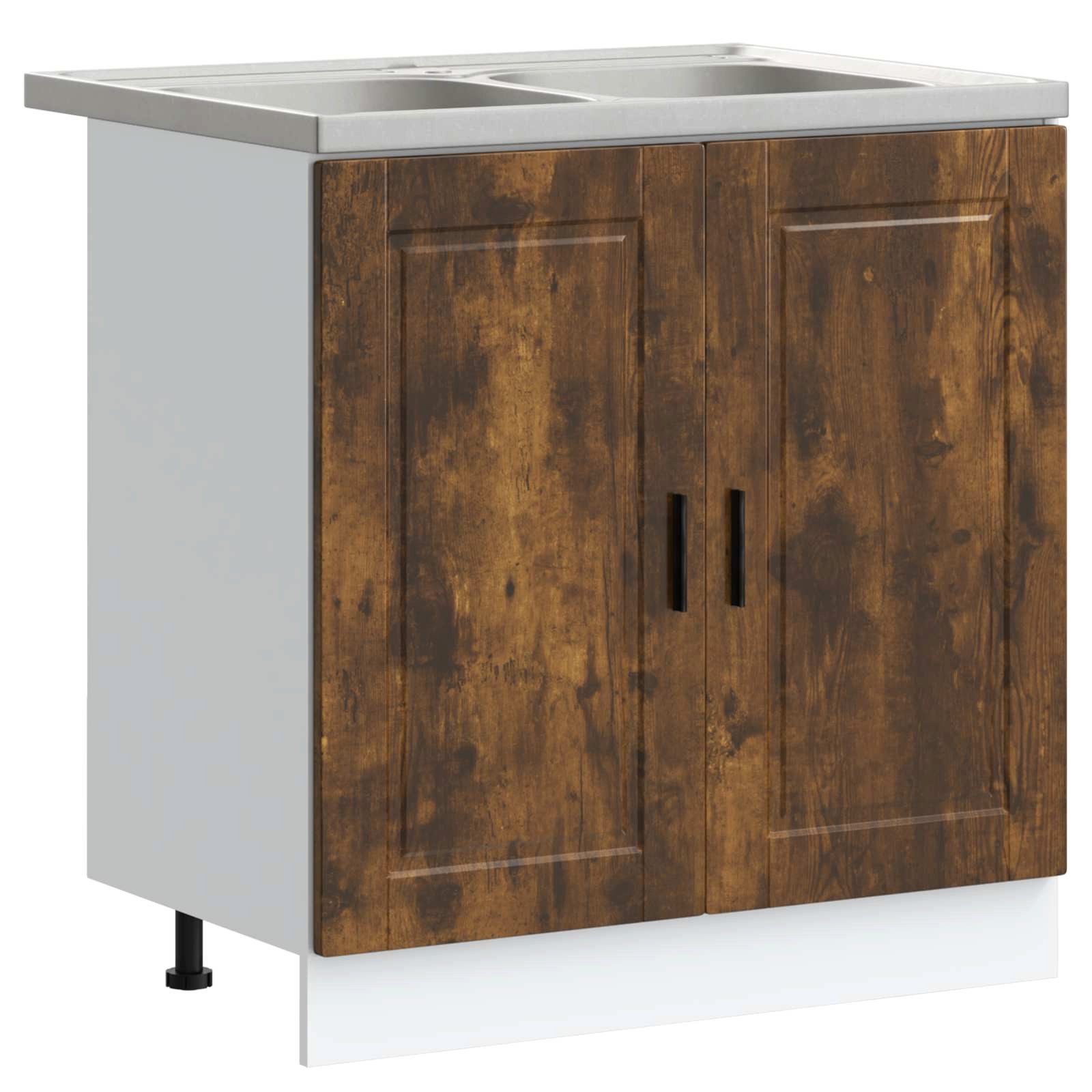 vidaXL Badezimmerspiegelschrank Waschbecken-Unterschrank Porto 2 stk. Braun 80 x 46 x 81.5 cm (2-St)