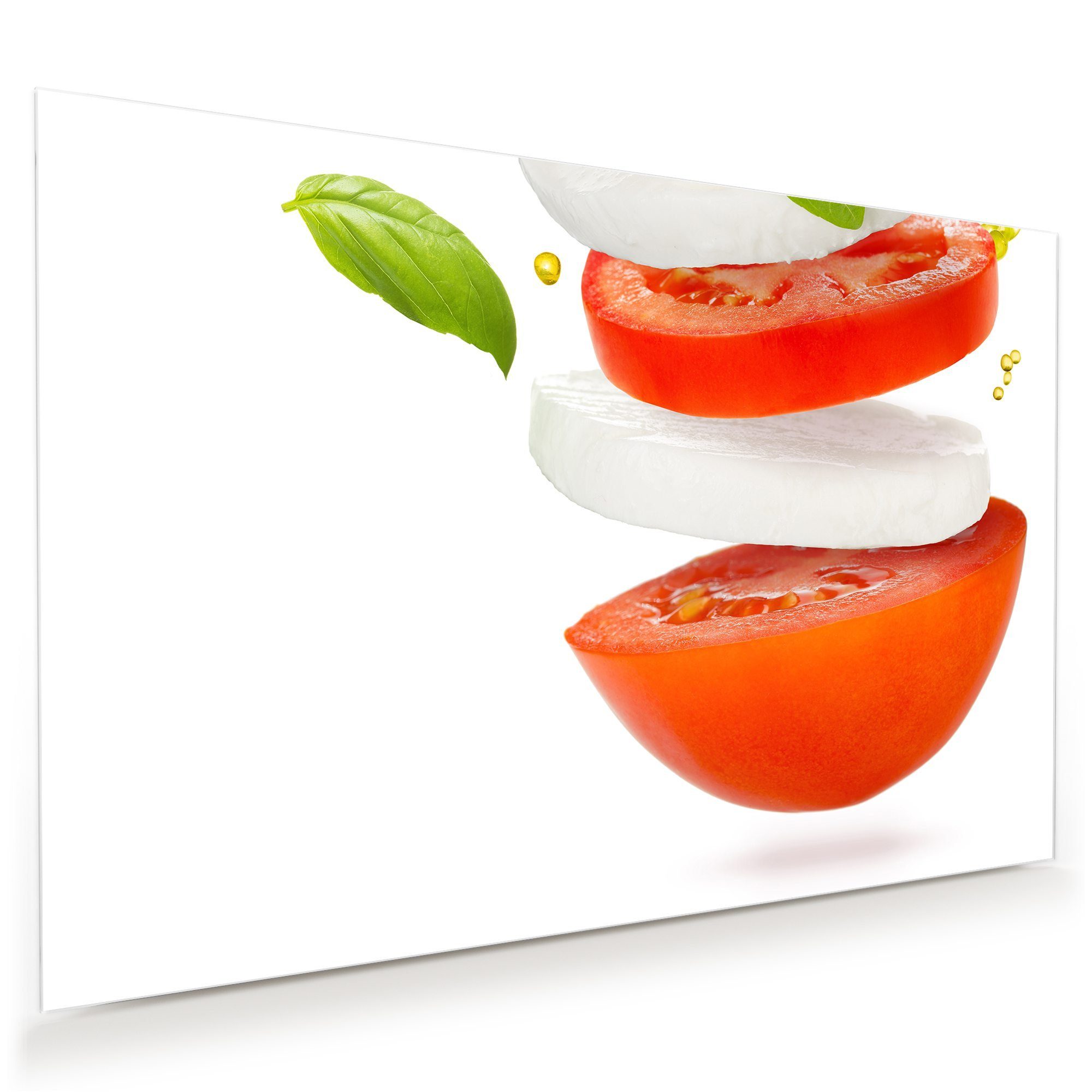 Primedeco Glasbild Wandbild Tomaten Mozzarella Schnitze mit Aufhängung ...