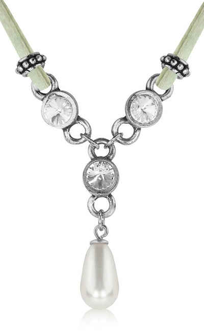 LUISIA® Kette mit Anhänger Halskette "Cami" mit Kristallen von Swarovski® und Perle (inkl. Schmuckbox)