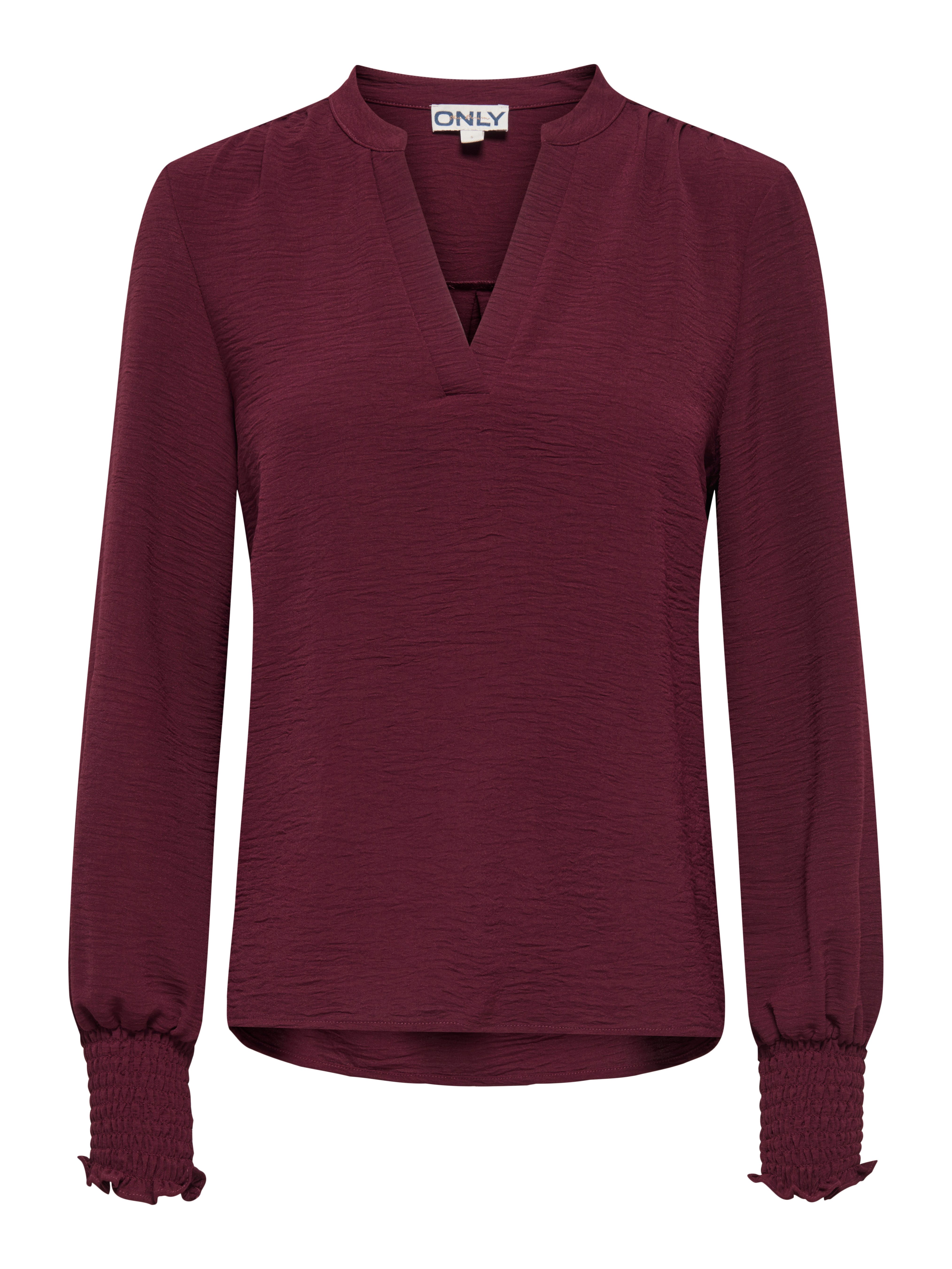 ONLY Blusenshirt ONLMETTE V-NECK LS SMOCK TOP NOOS WVN Kunstfaser, regular fit – Bild 5 von 5