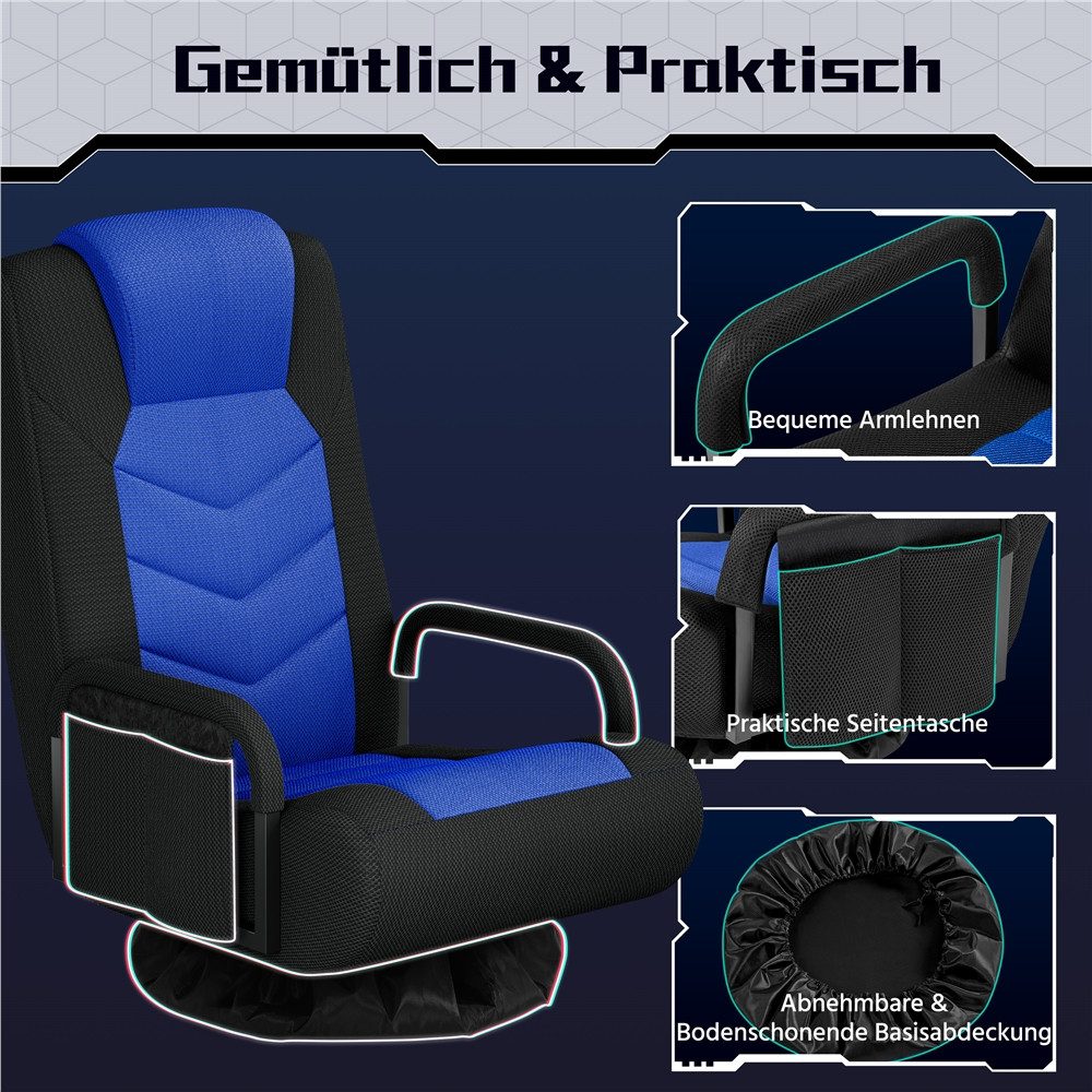Yaheetech Gaming-Stuhl Bodenstuhl 360° Drehbar, Verstellbare Relaxstuhl Meditationsstuhl 360° Floor Chair Sitzsessel – Bild 5 von 5